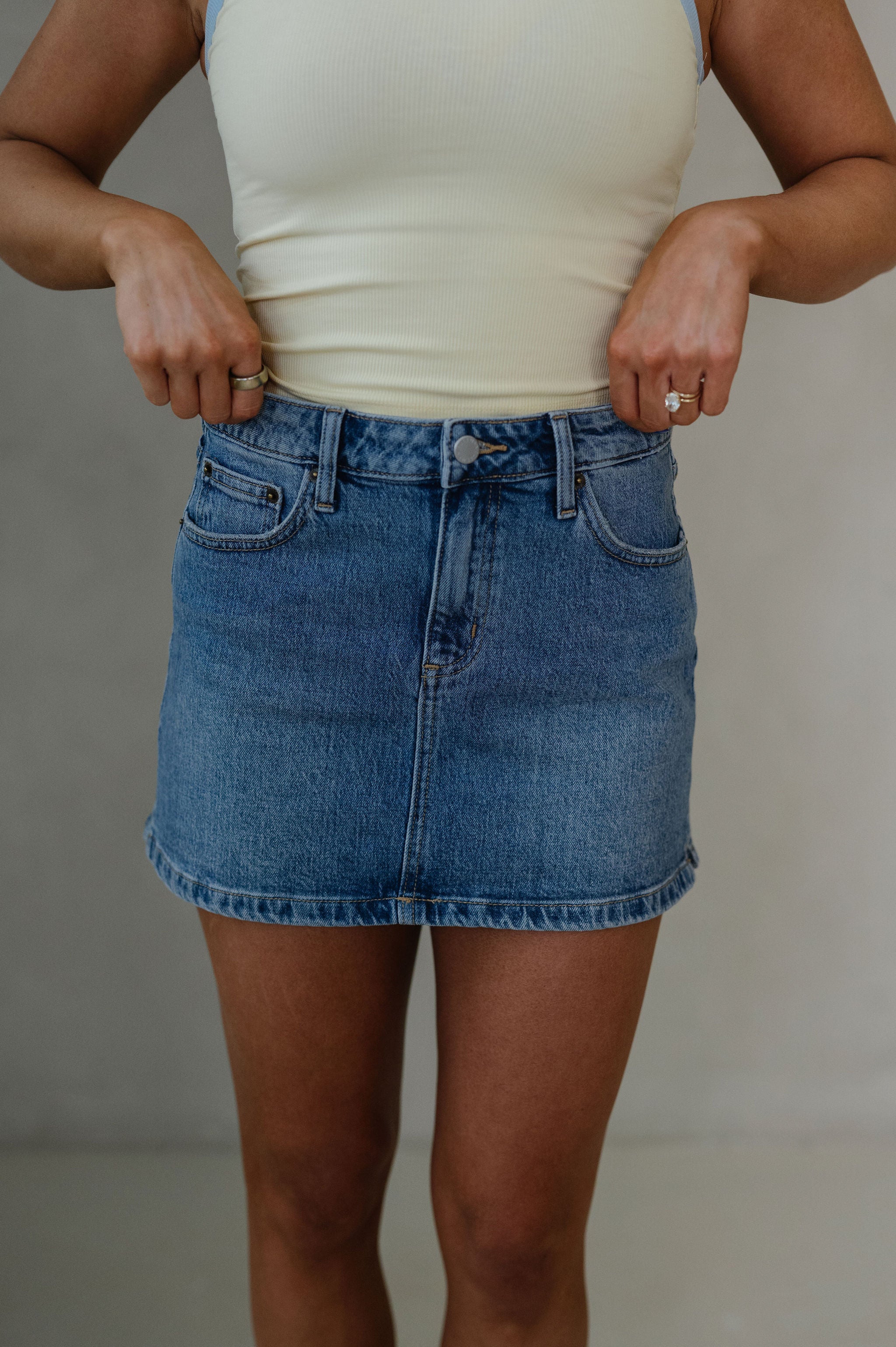 Montana Mini Skirt-Medium Wash