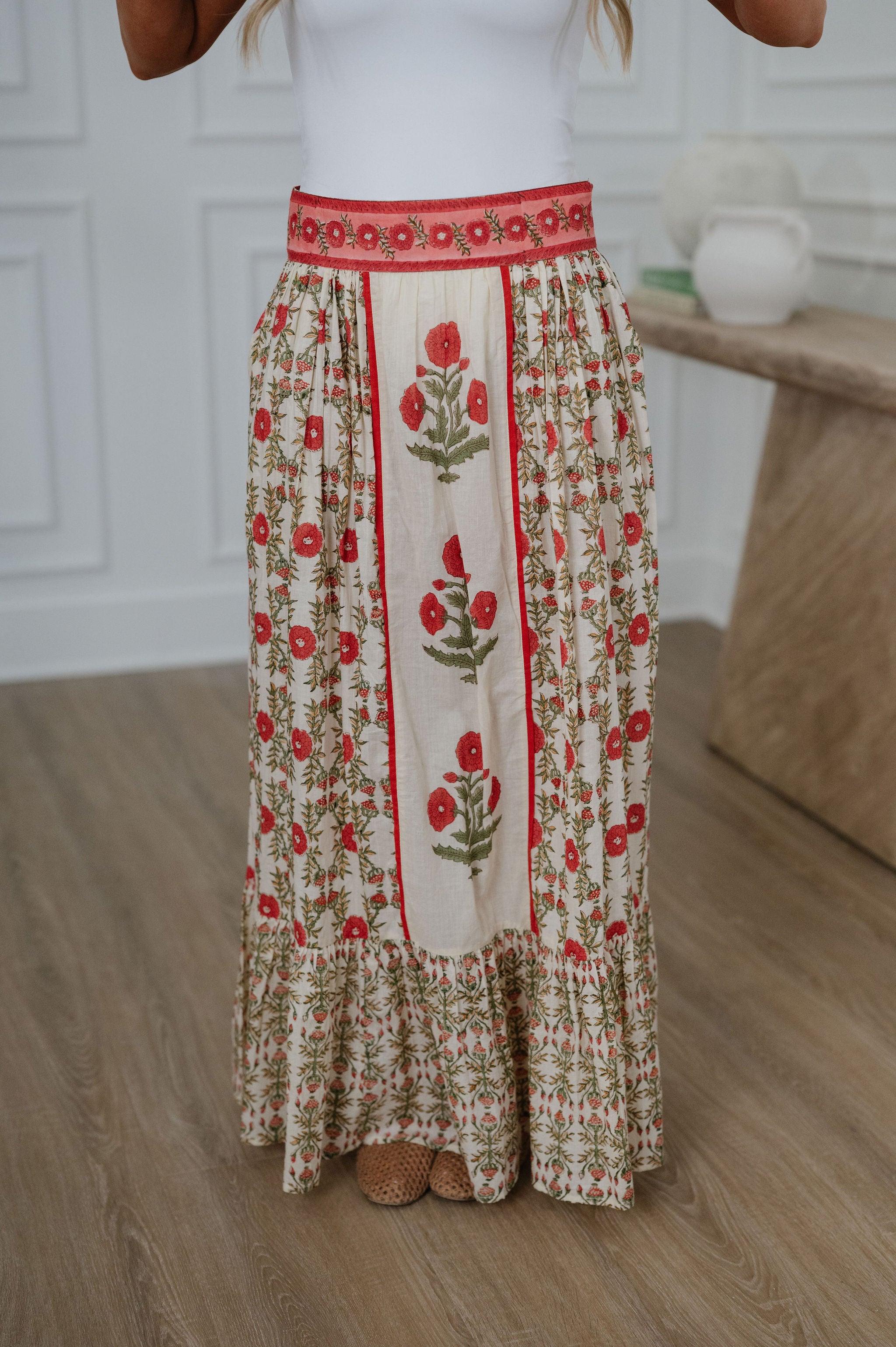Patterson Floral Maxi Skirt-Cream Multi