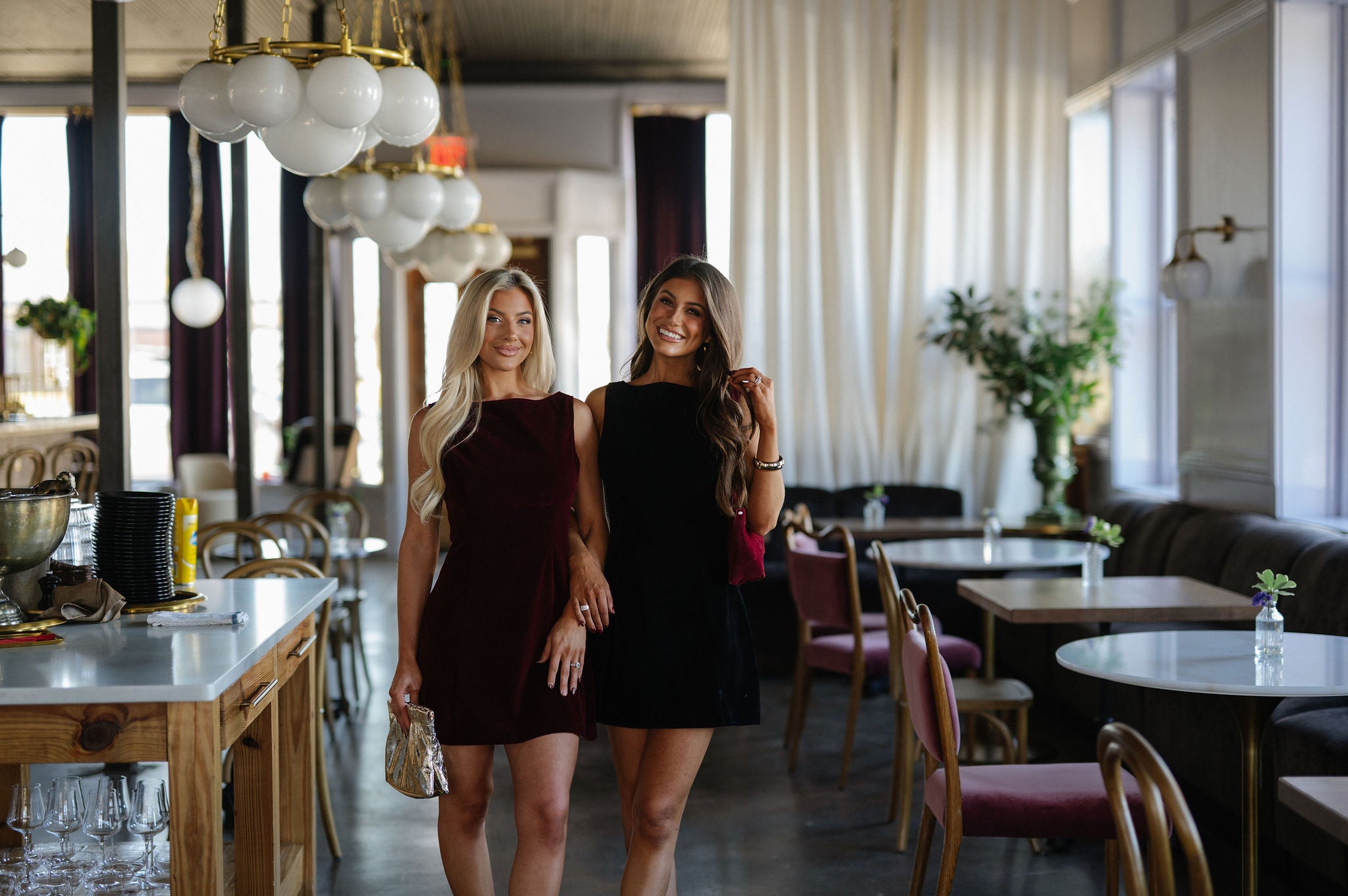 Karmen Velvet Mini Dress-Burgundy