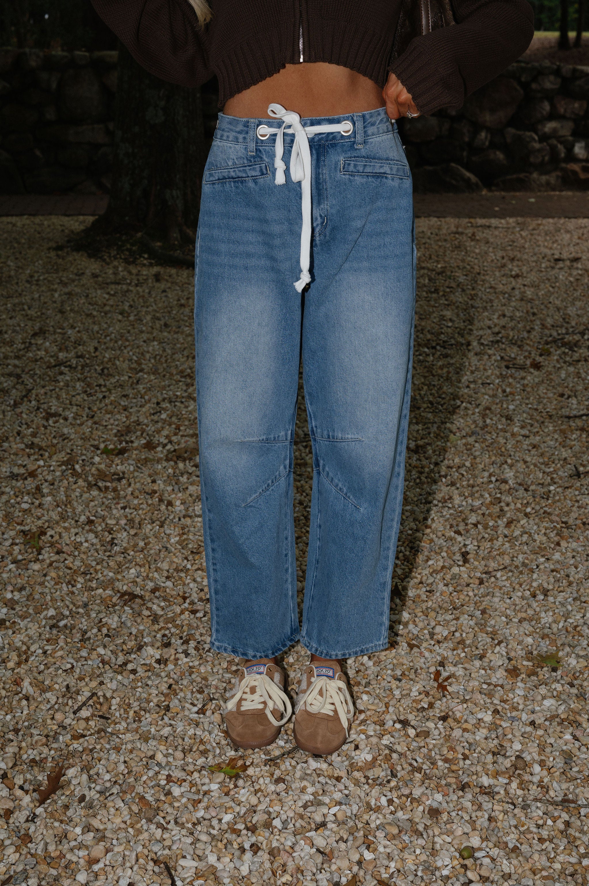 Leslie Barrel Pants-Light Denim