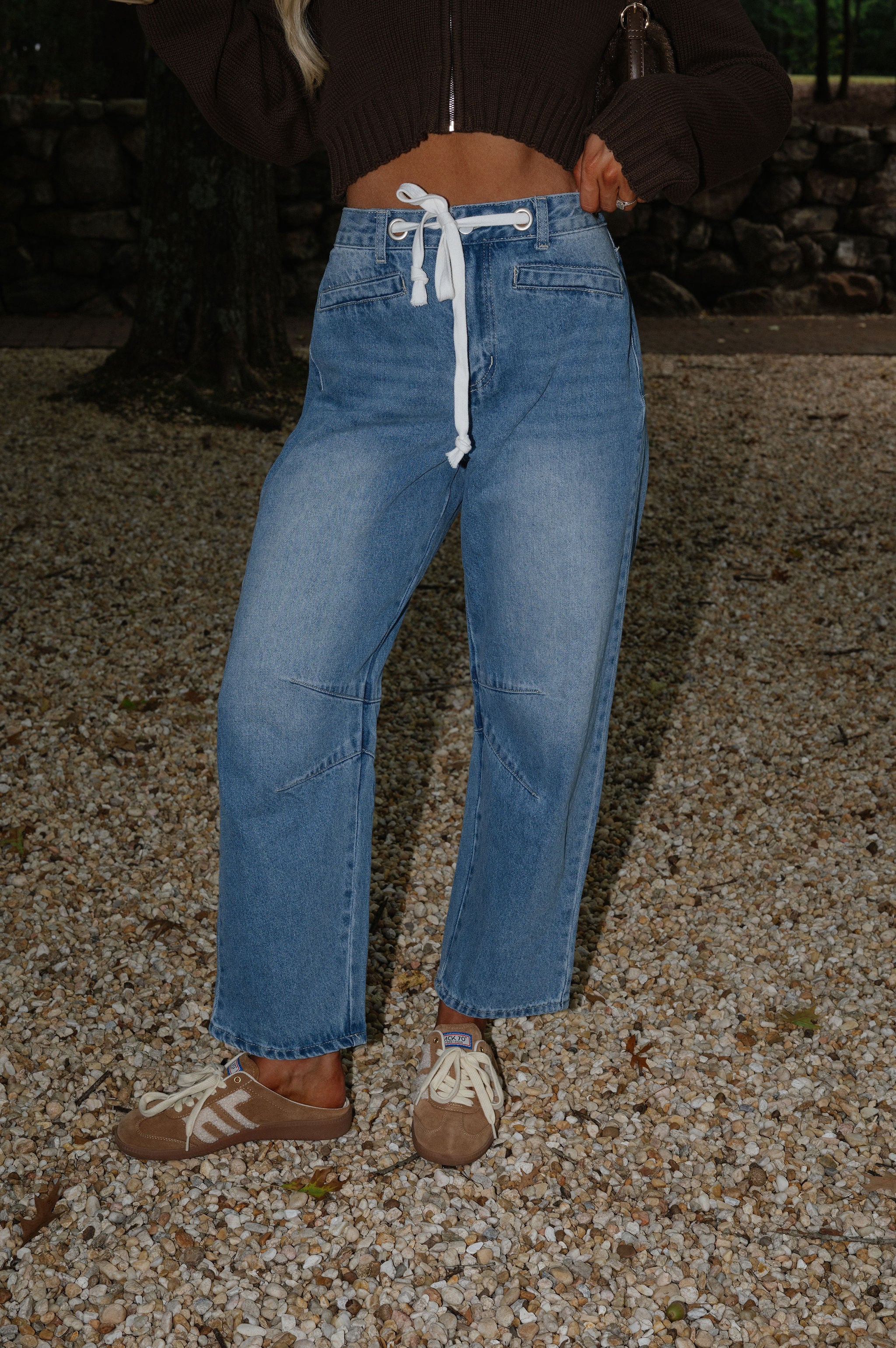 Leslie Barrel Pants-Light Denim