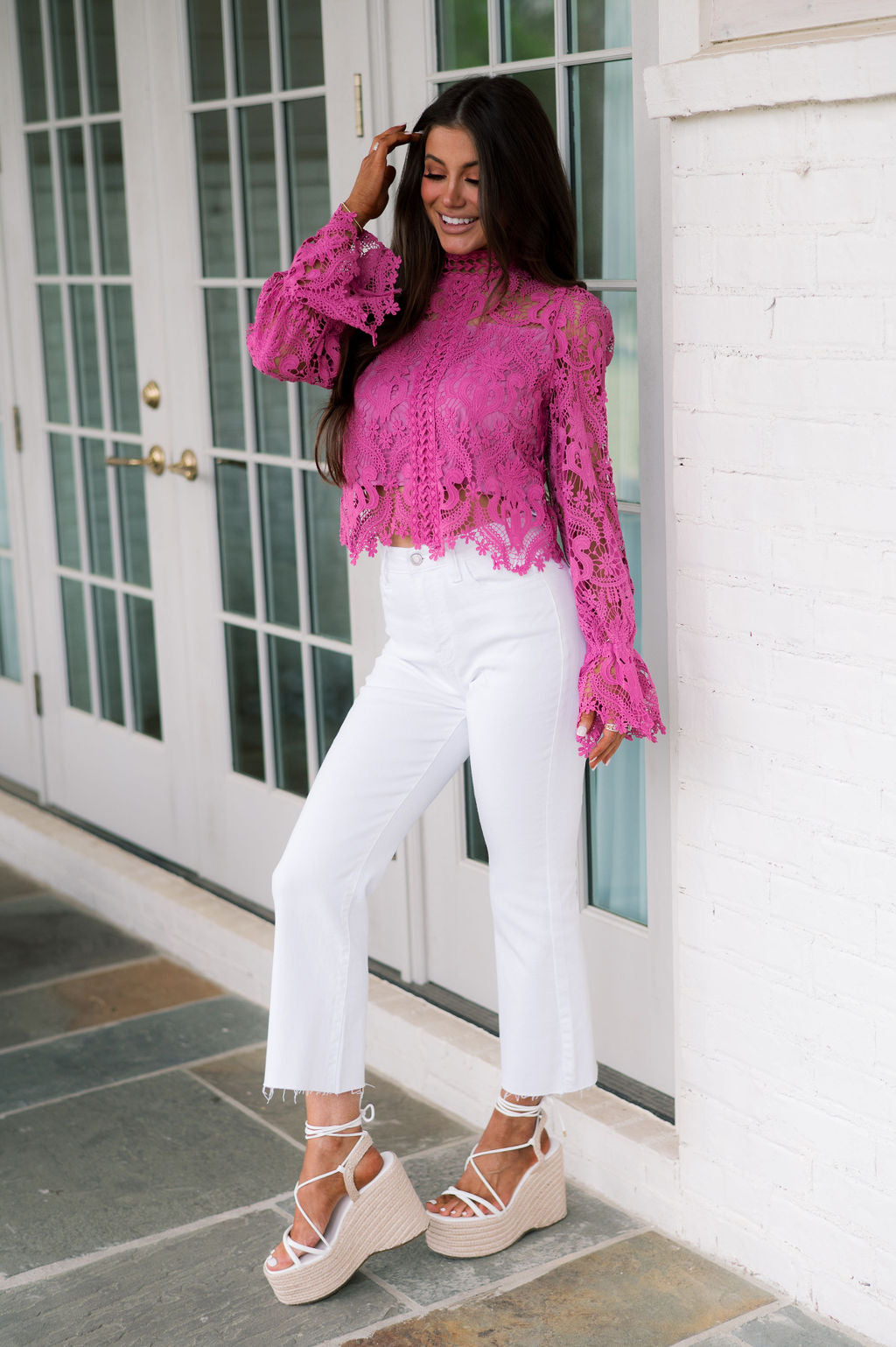 Remi Lace Top- Pink
