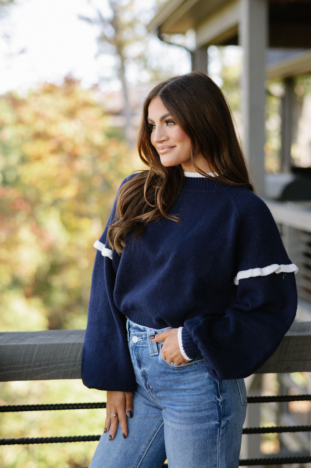 Mallorie Sweater-Navy/Ivory