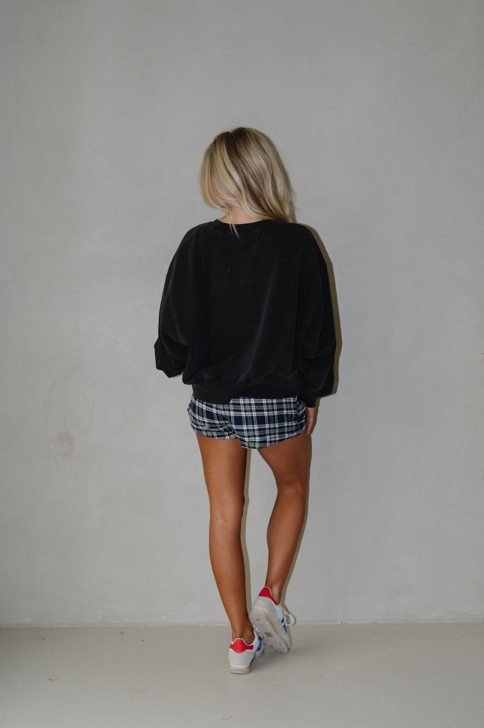Washed French Terry Relaxed Sweatshirt-Black