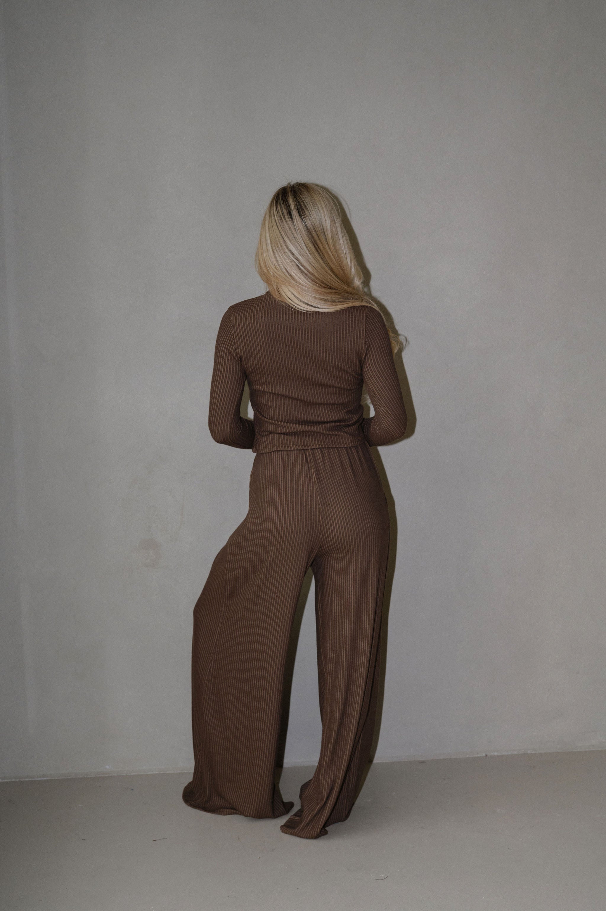 Quinn Wide Leg Pants Set-Coffee