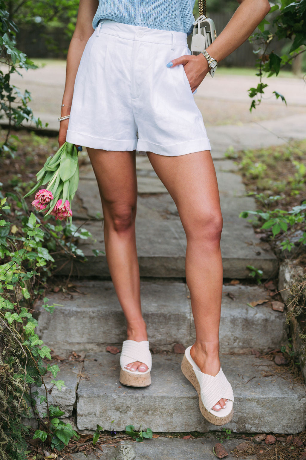 Posie Linen Shorts-White