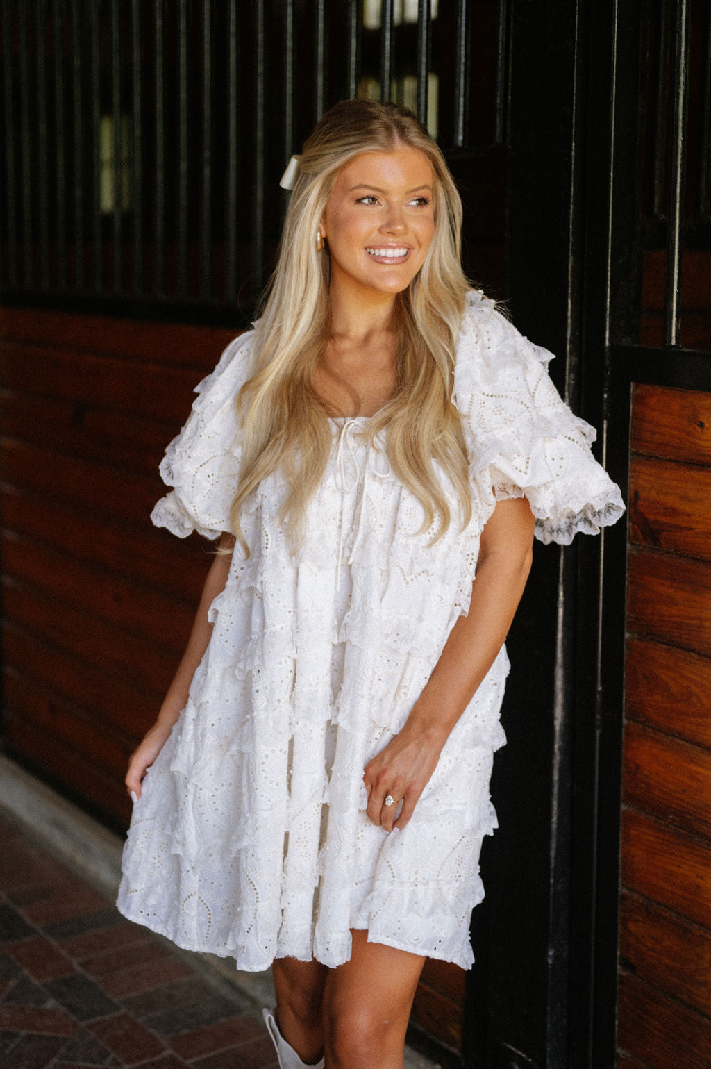 Maddy Eyelet Babydoll Dress - Off White