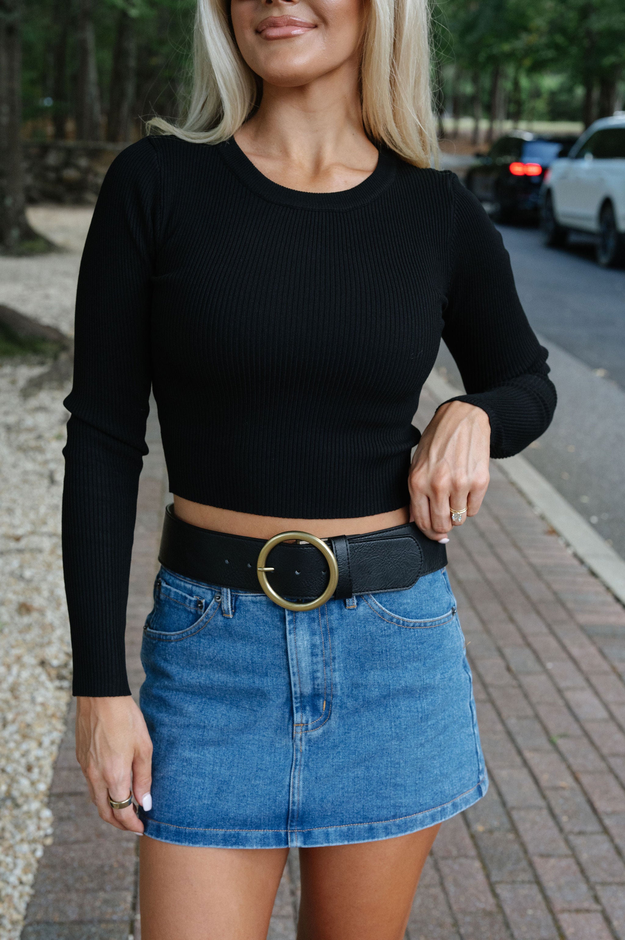 Sarah Jane Cropped Sweater-Black