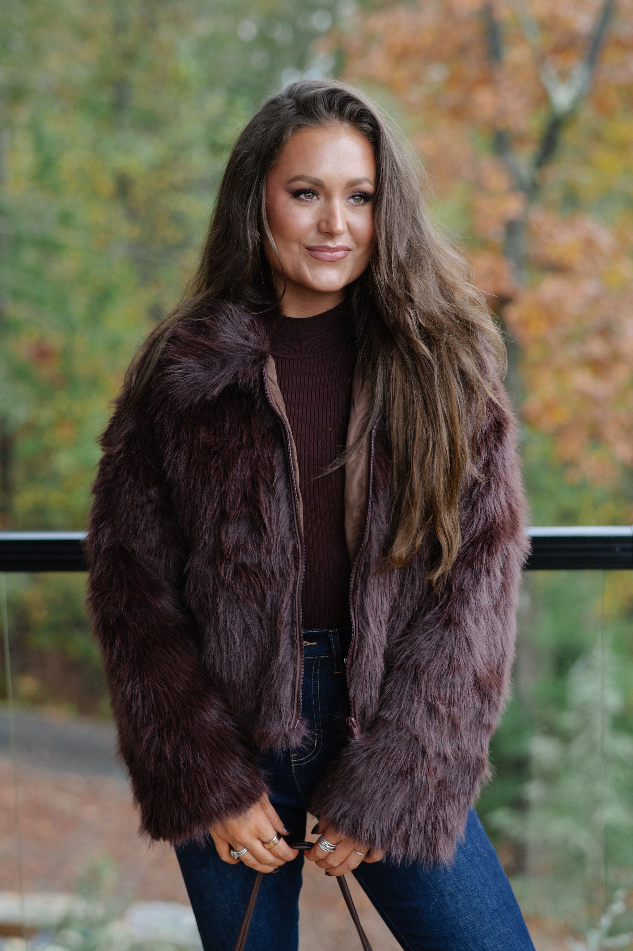Hosanna Faux Fur Jacket-Brown