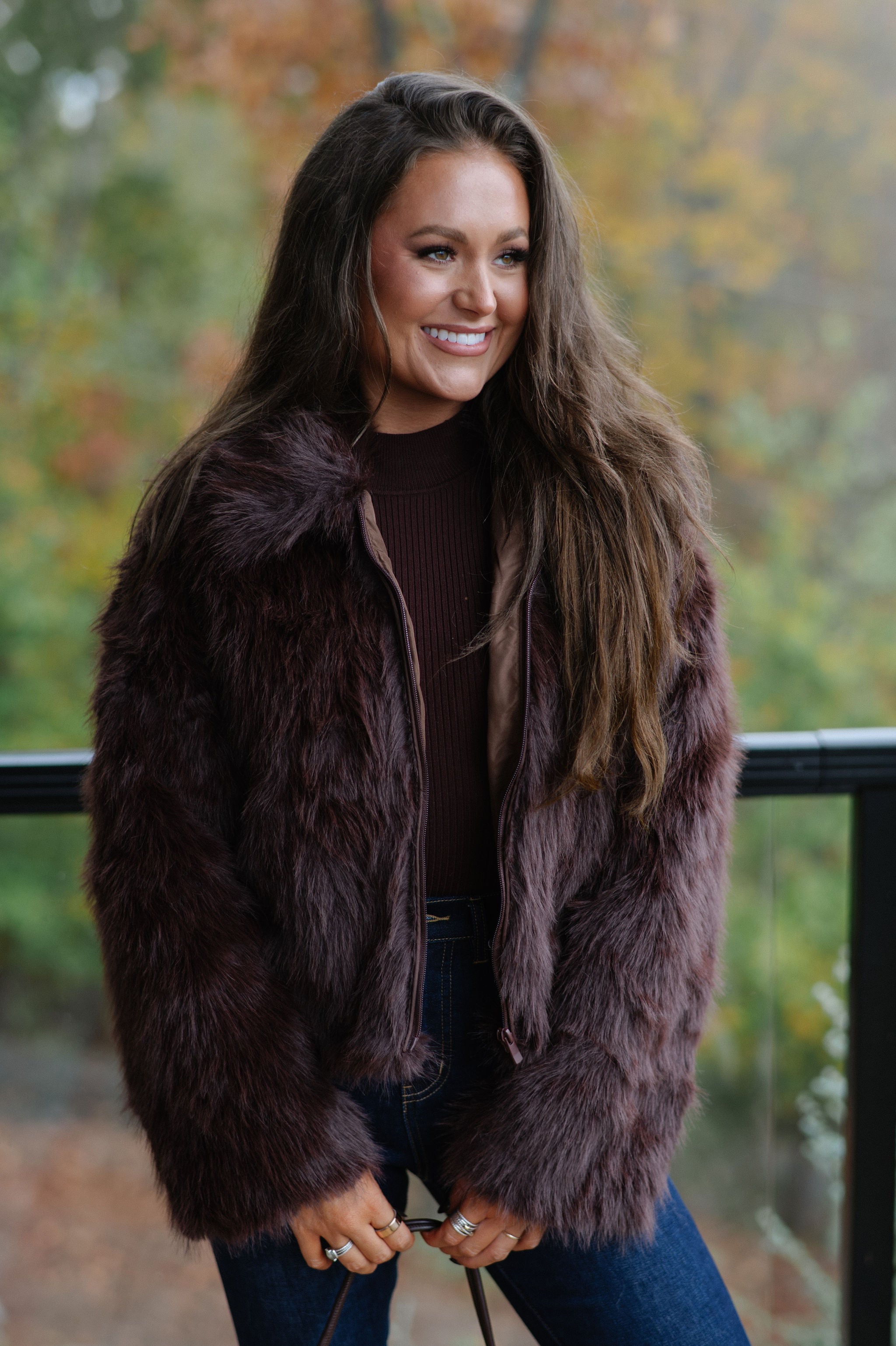 Hosanna Faux Fur Jacket-Brown