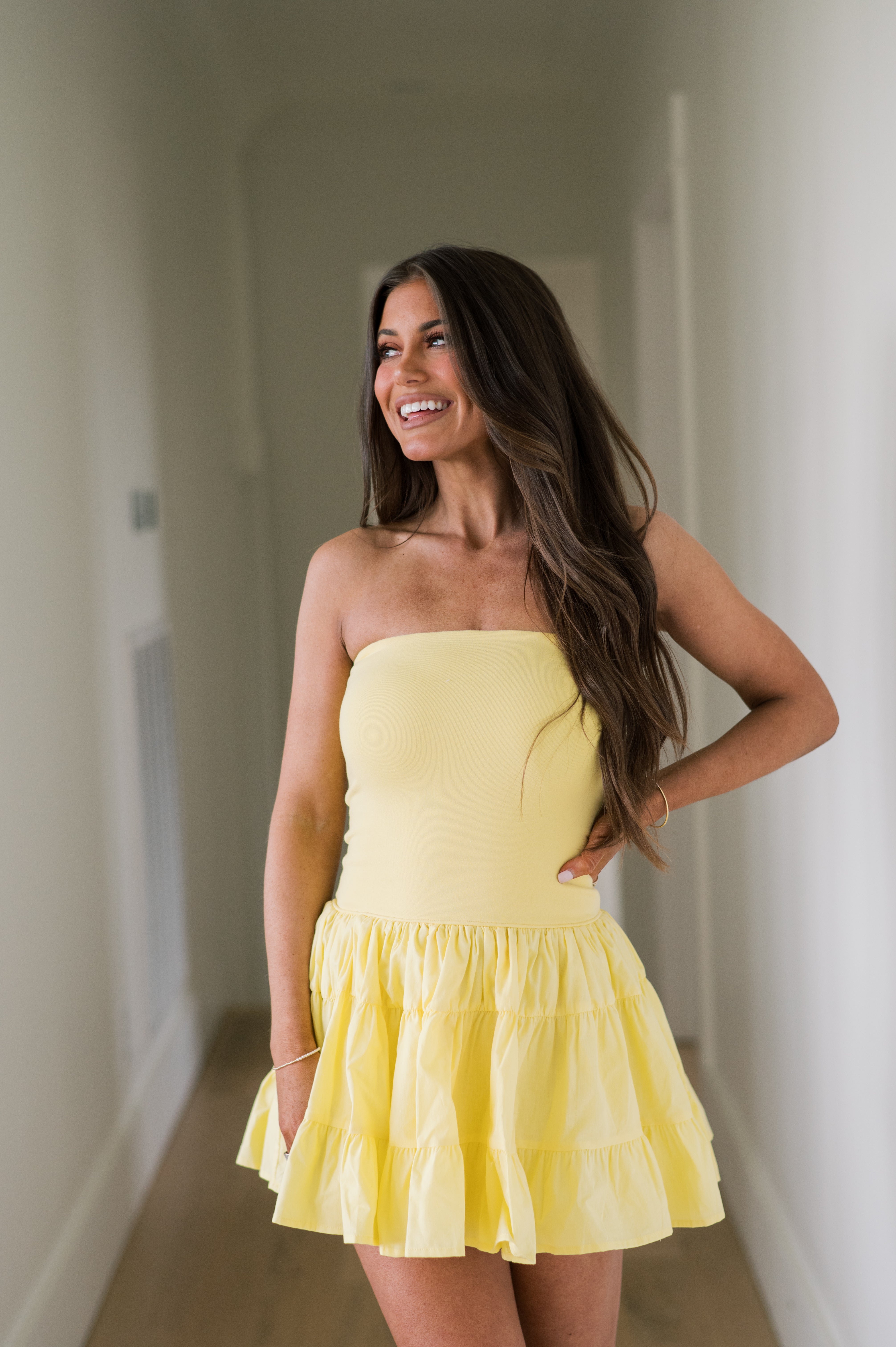 Remi Contrast Dress-Baby Yellow