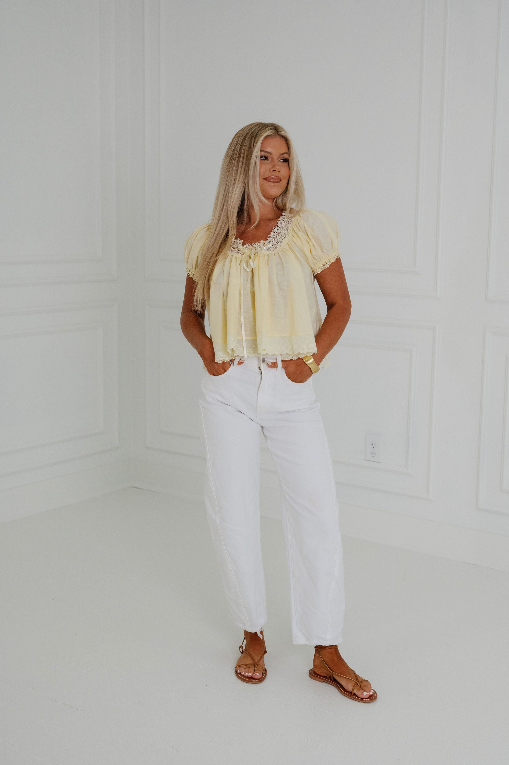Jessie Lace Top- Yellow