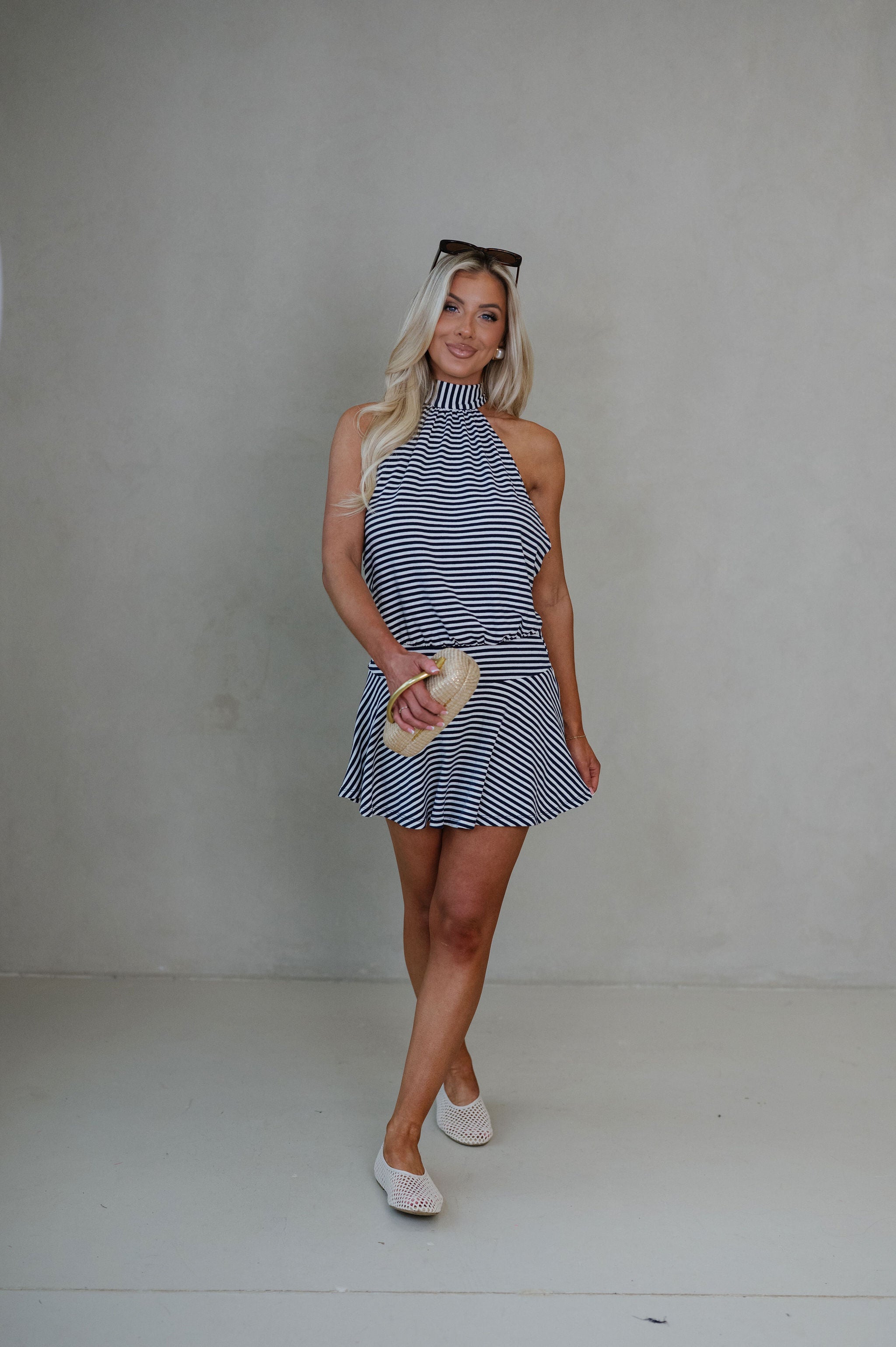 Margot Halter Mini Dress-Navy