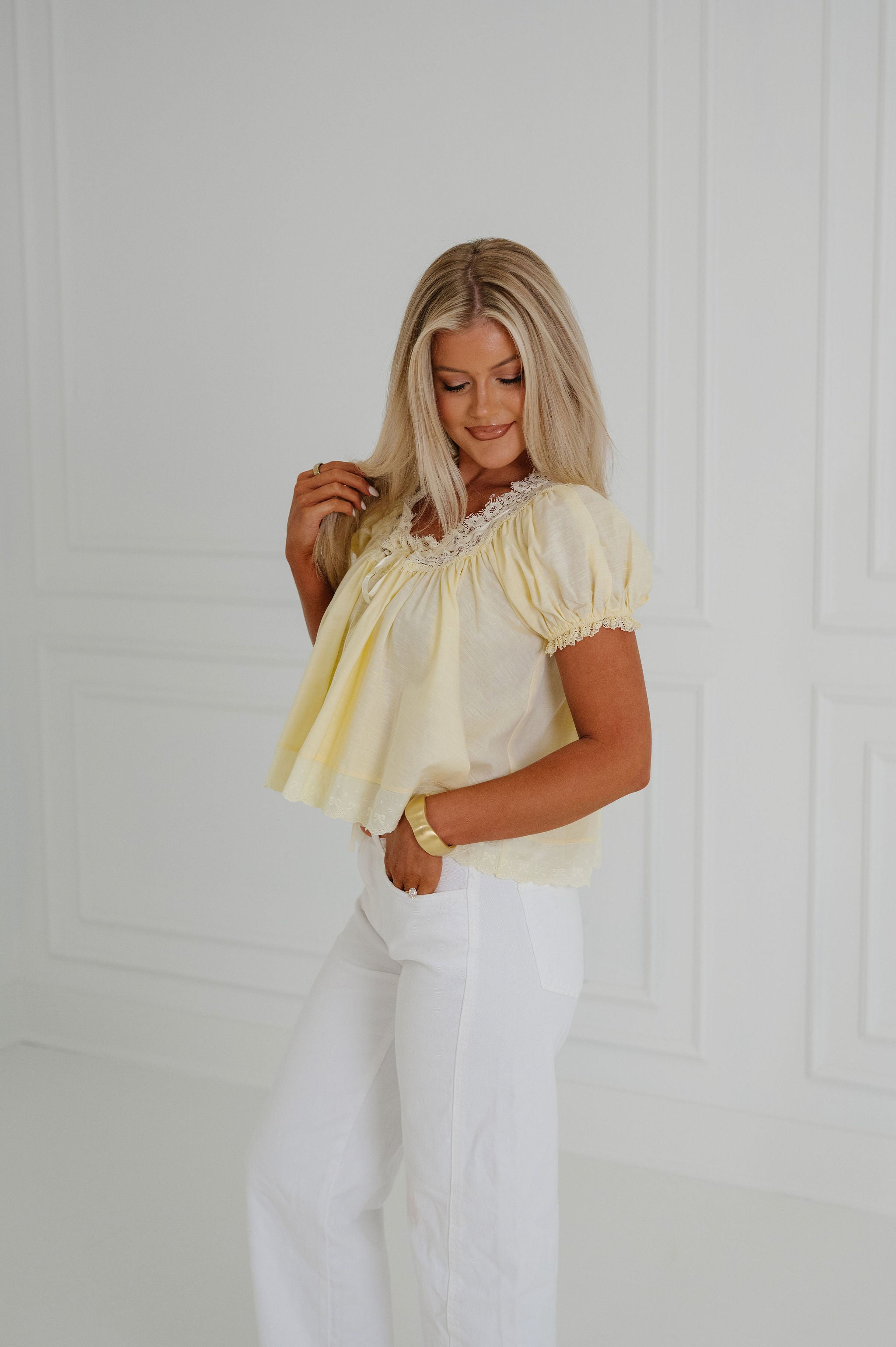 Jessie Lace Top- Yellow