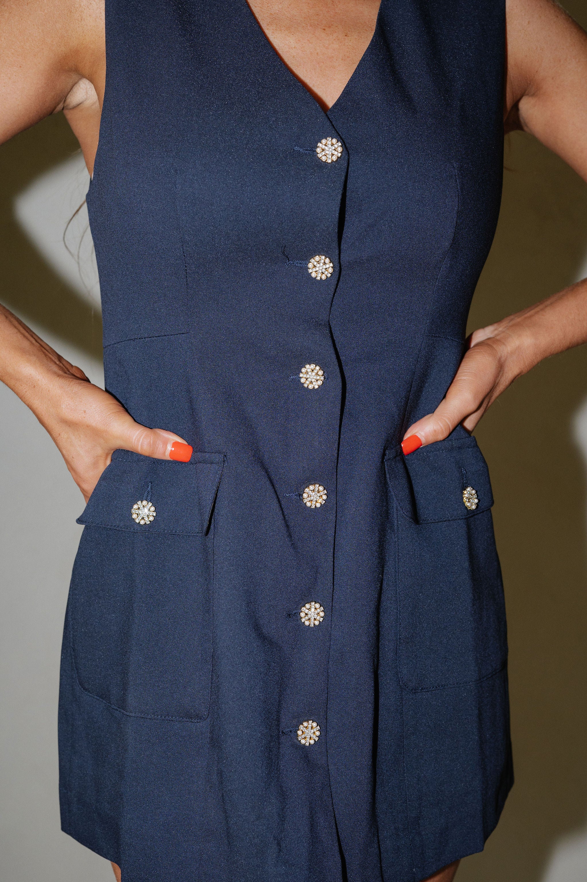 PETITE// Parks Suit Mini Dress-Dark Navy