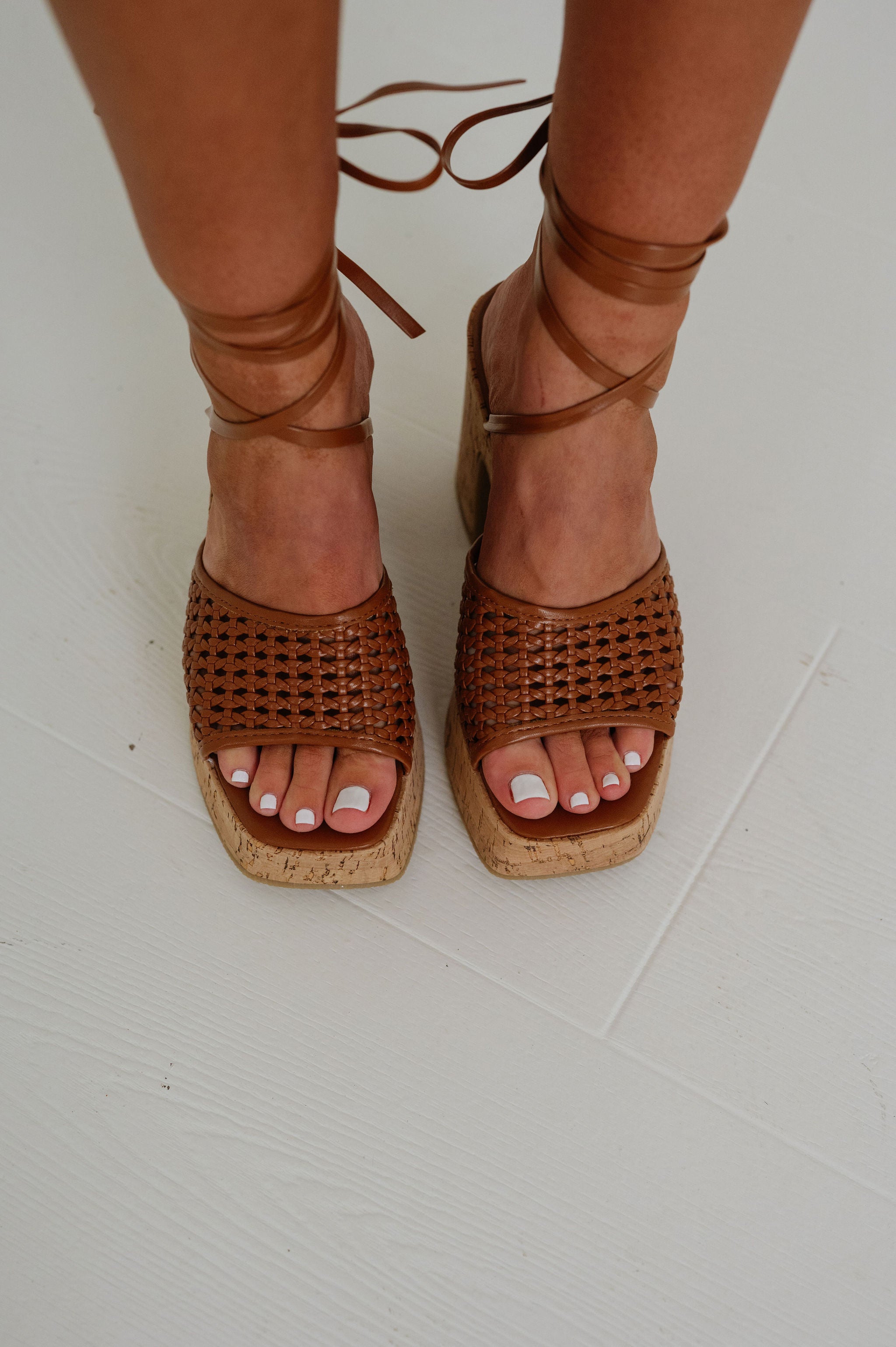 Brida Strappy Braided Heel-Tan