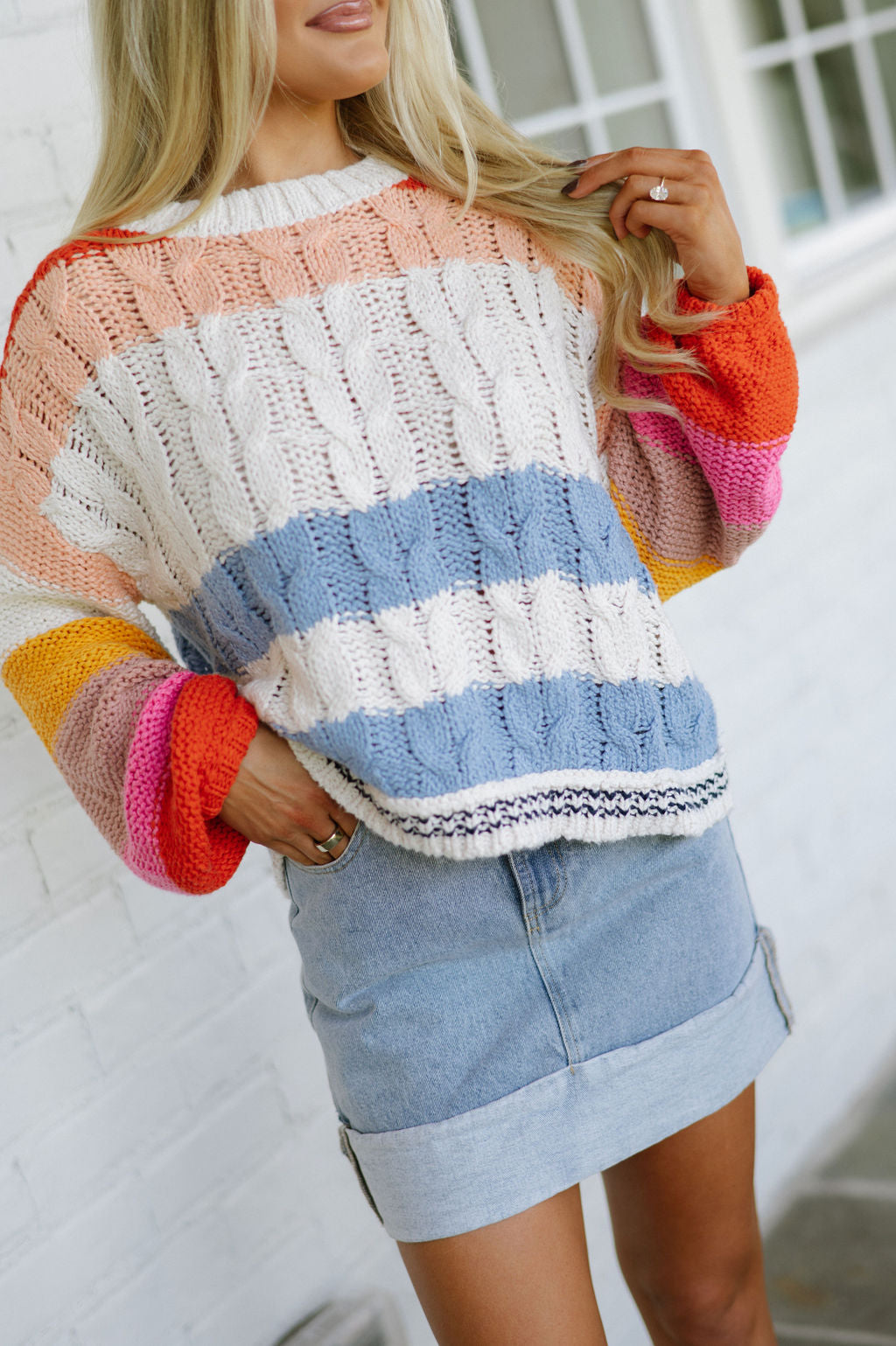 Pennie Sweater-Ivory Blue