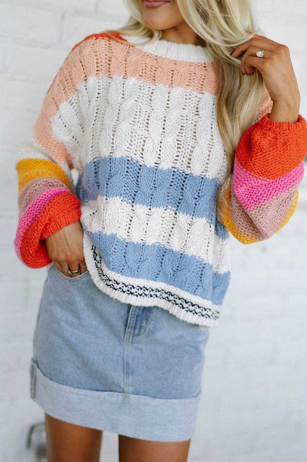 Pennie Sweater-Ivory Blue