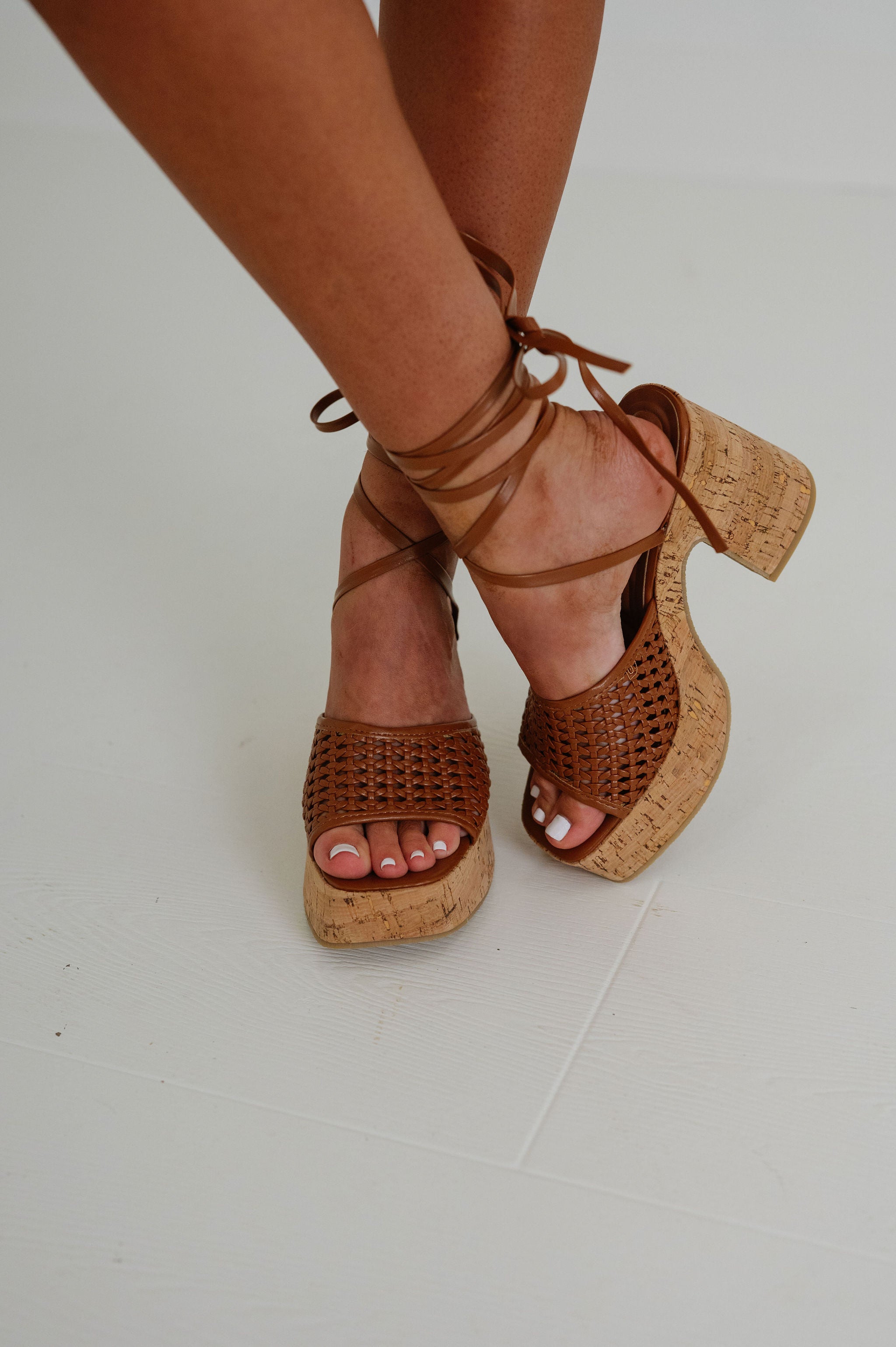 Brida Strappy Braided Heel-Tan