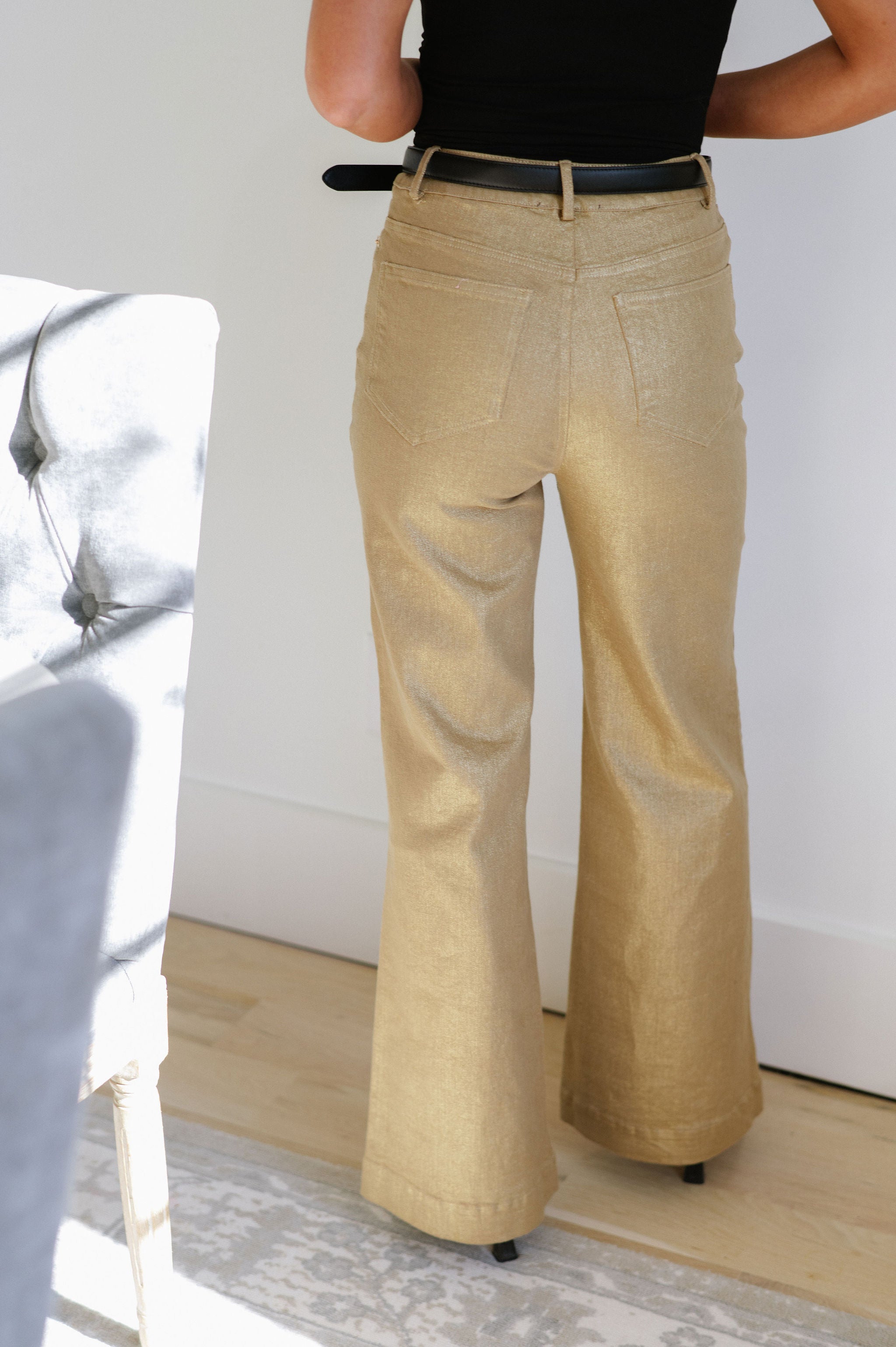 Chloe Wide Leg Pants-Gold