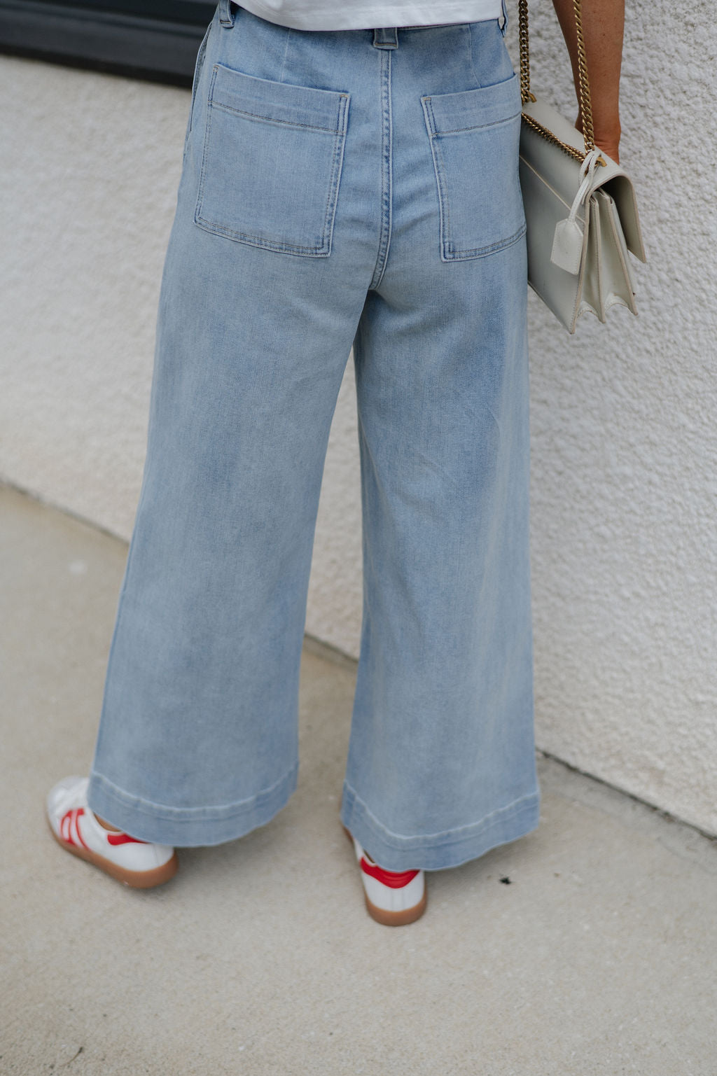 Washed Front Tie Pants-Denim