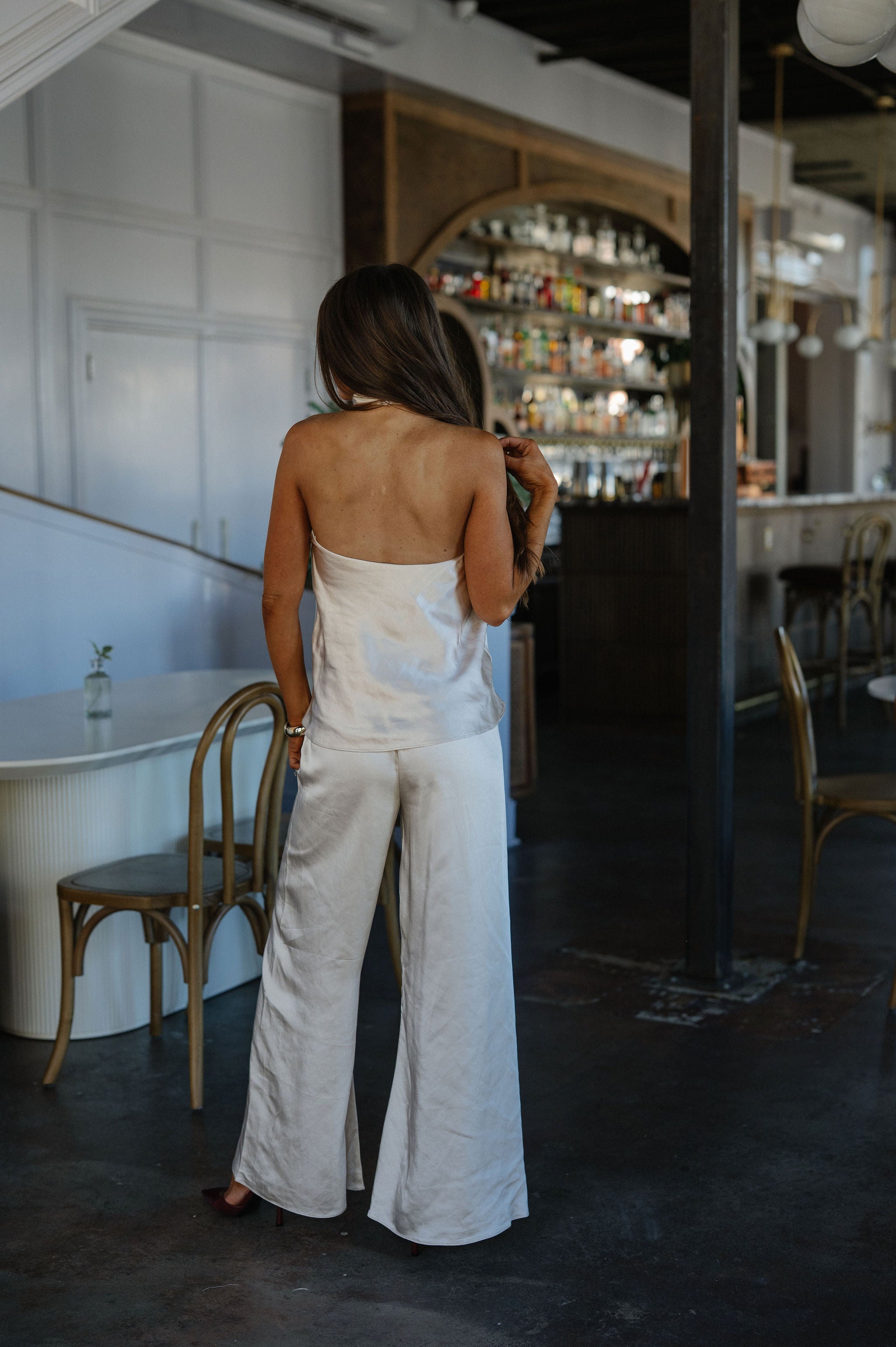 Cordie Satin Pants-Champagne