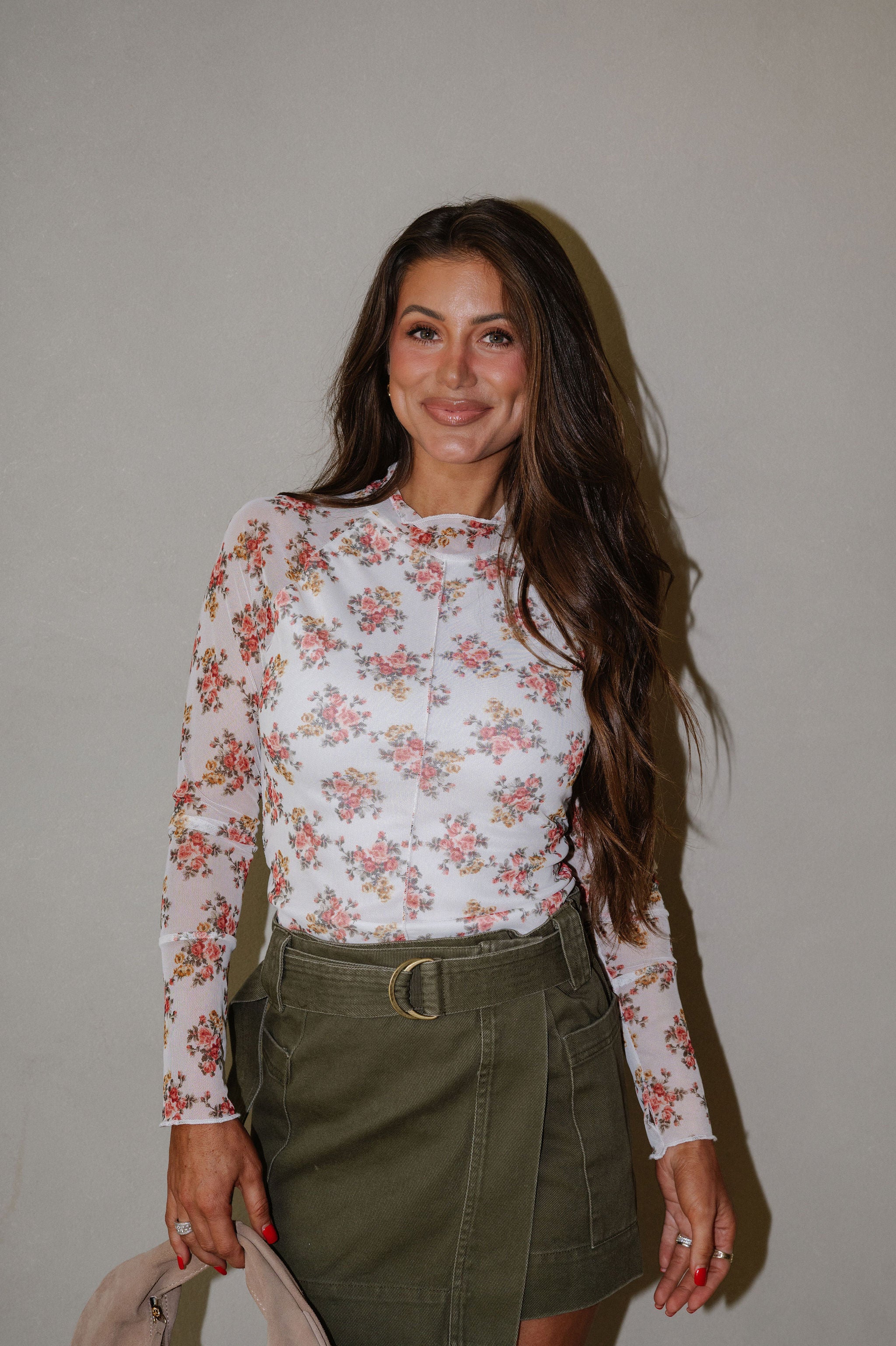 Ivory Floral Mesh Top