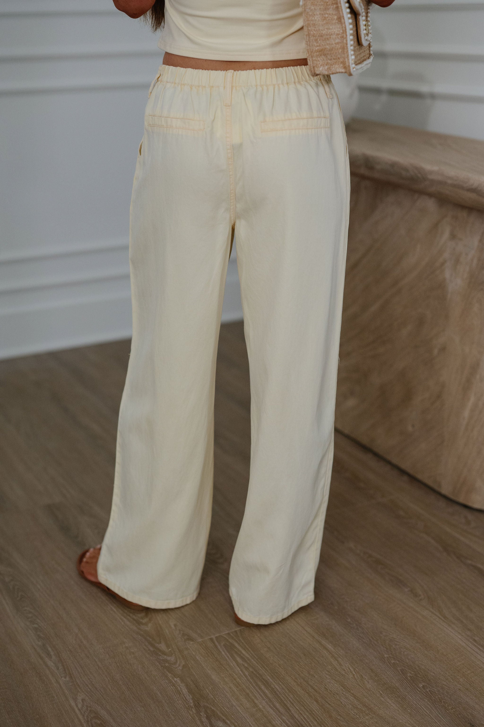 Perry Front Pleated Pants- Light Yellow
