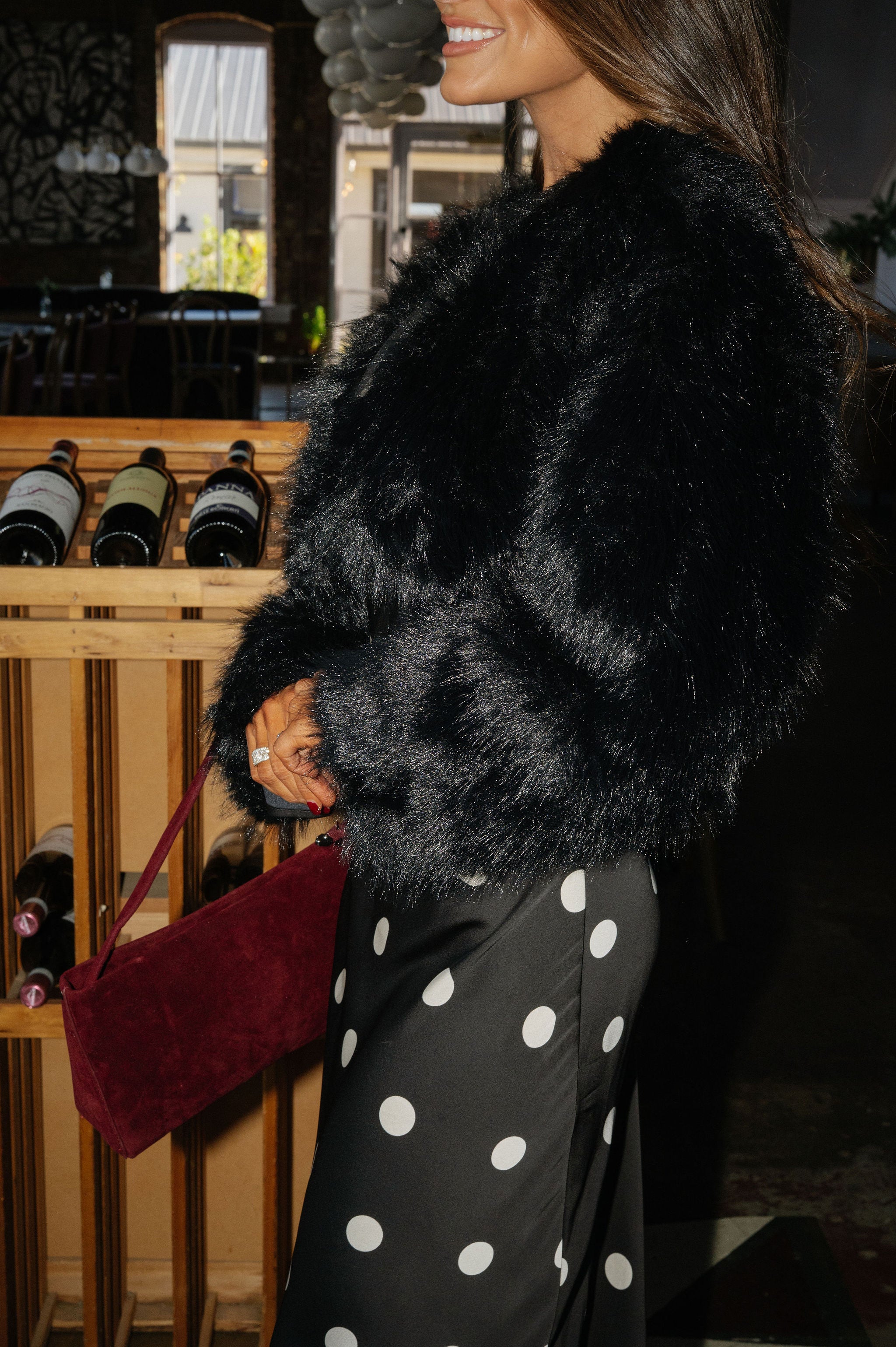 Sophia Faux Fur Jacket-Black