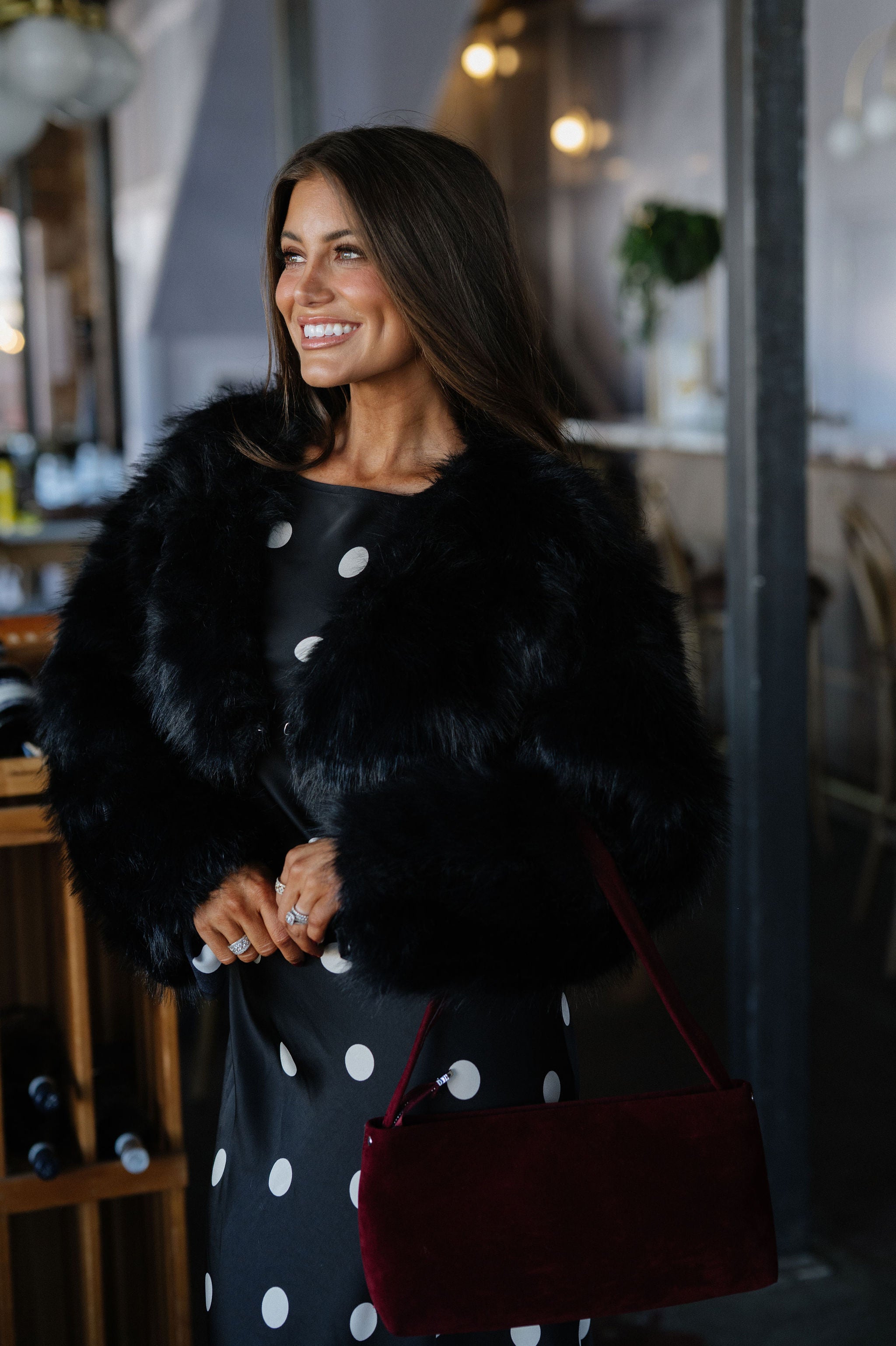 Sophia Faux Fur Jacket-Black