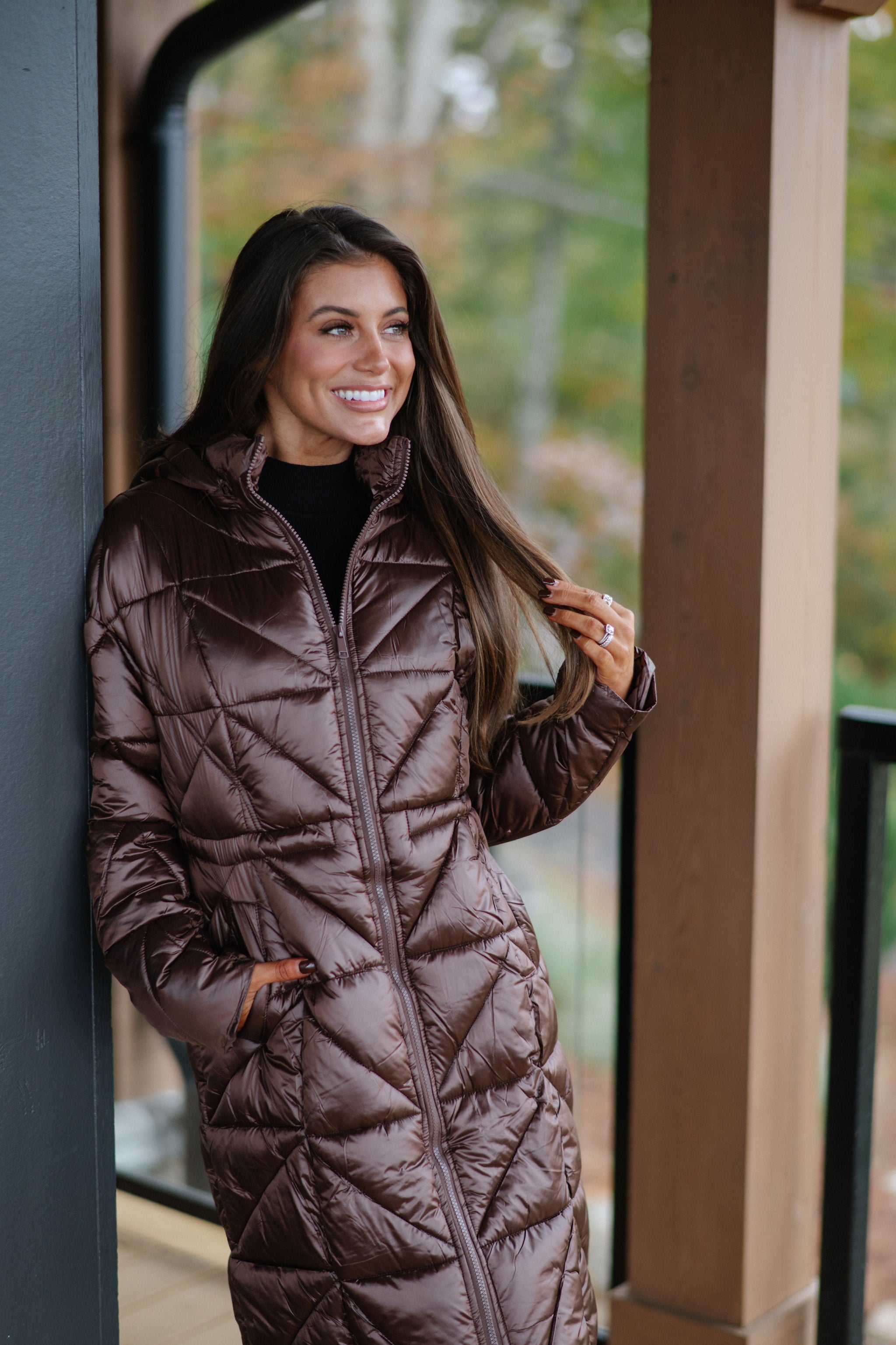 Eclipse Puffer Coat-Brown