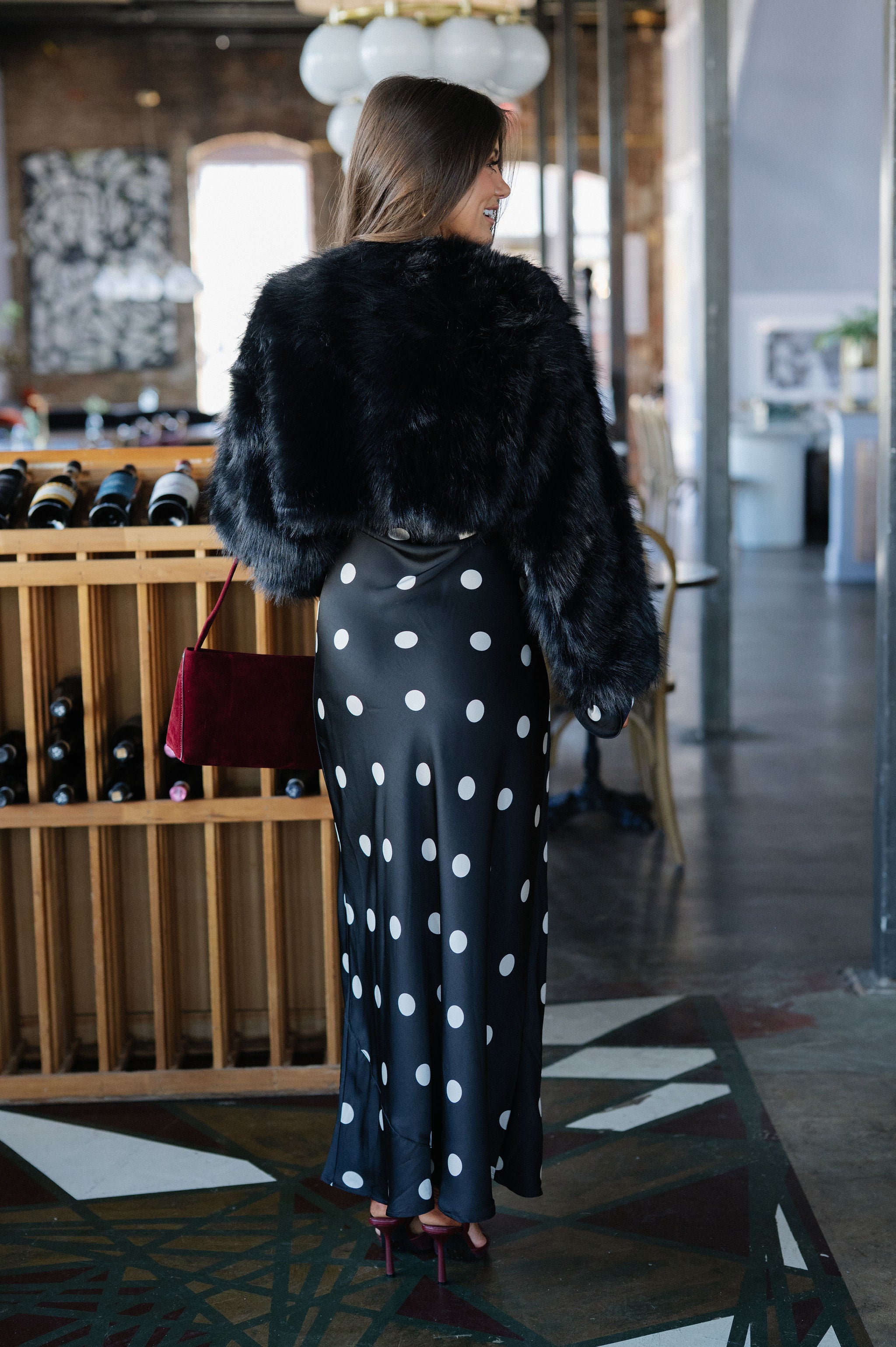 Sophia Faux Fur Jacket-Black