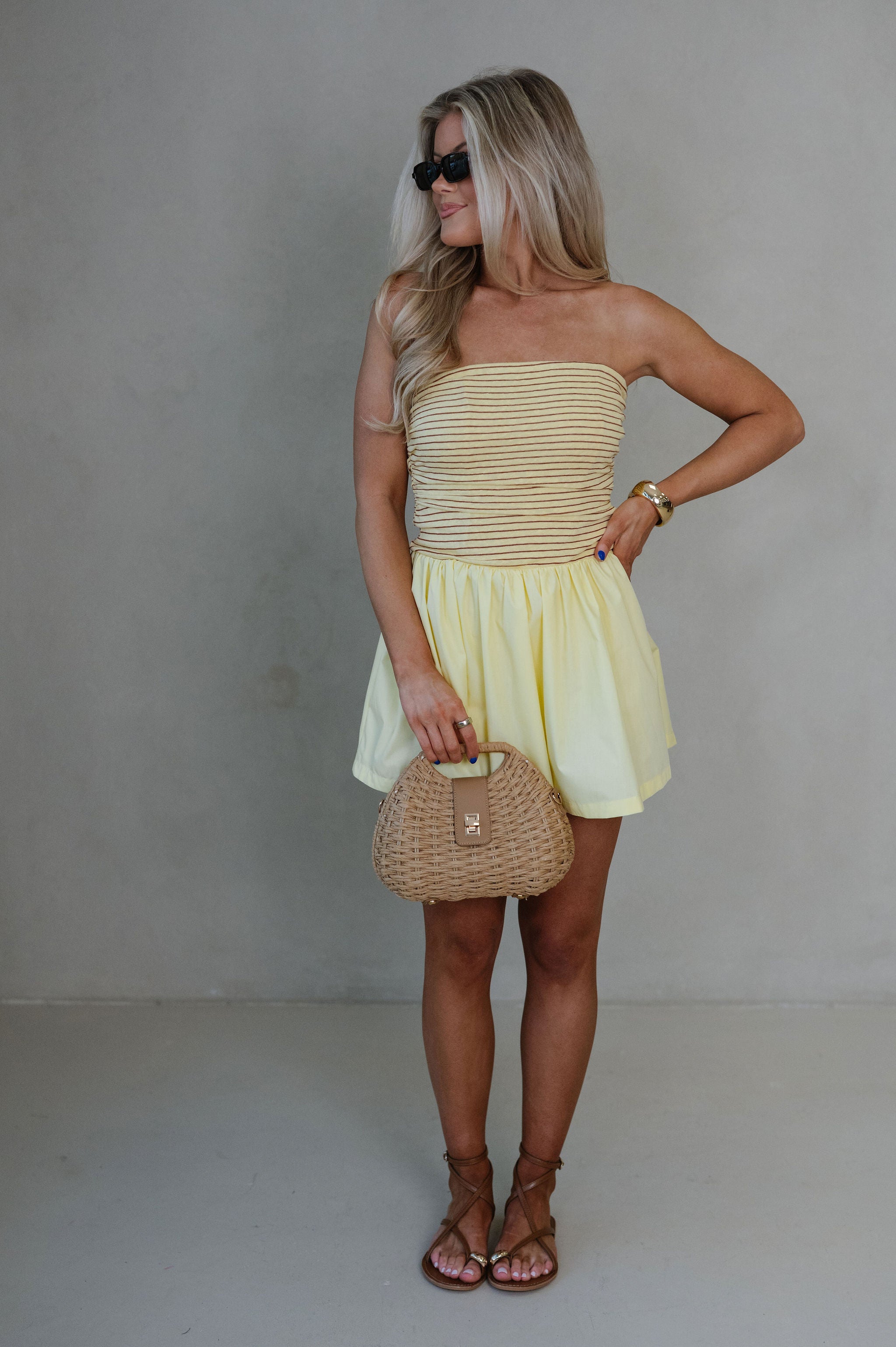 Charleston Mini Dress-Yellow