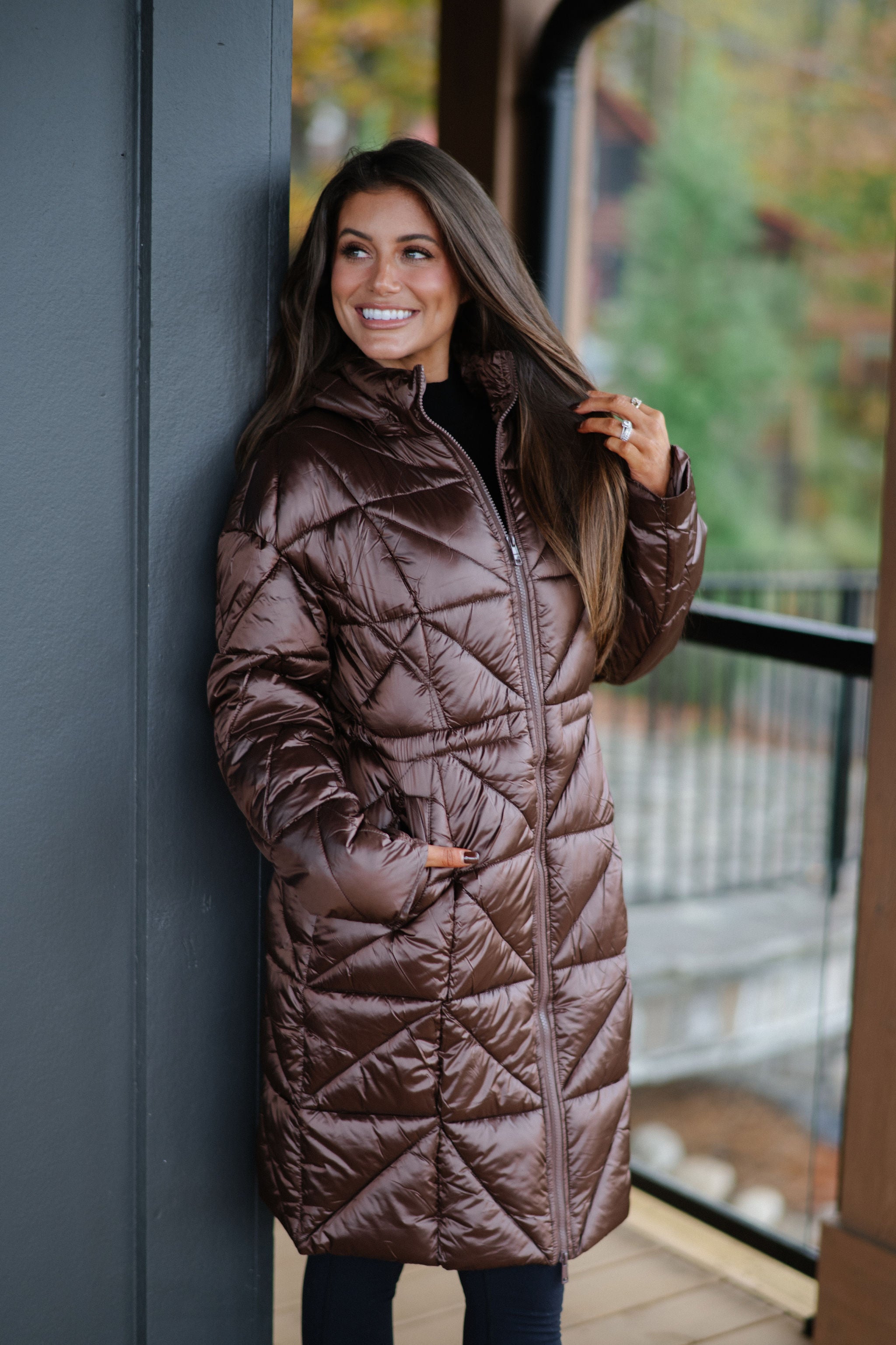 Eclipse Puffer Coat-Brown