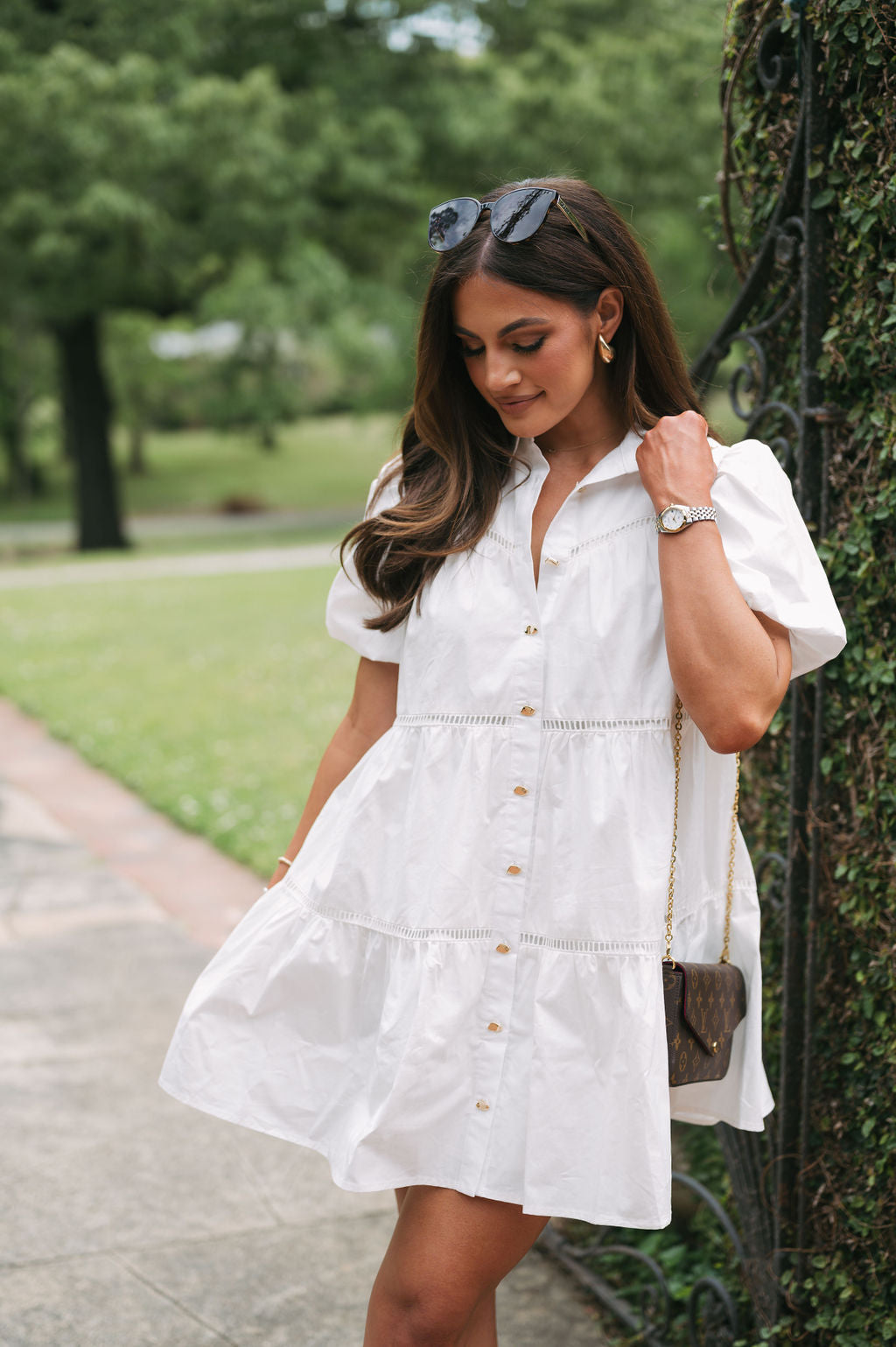 Inez Poplin Shirt Dress-White