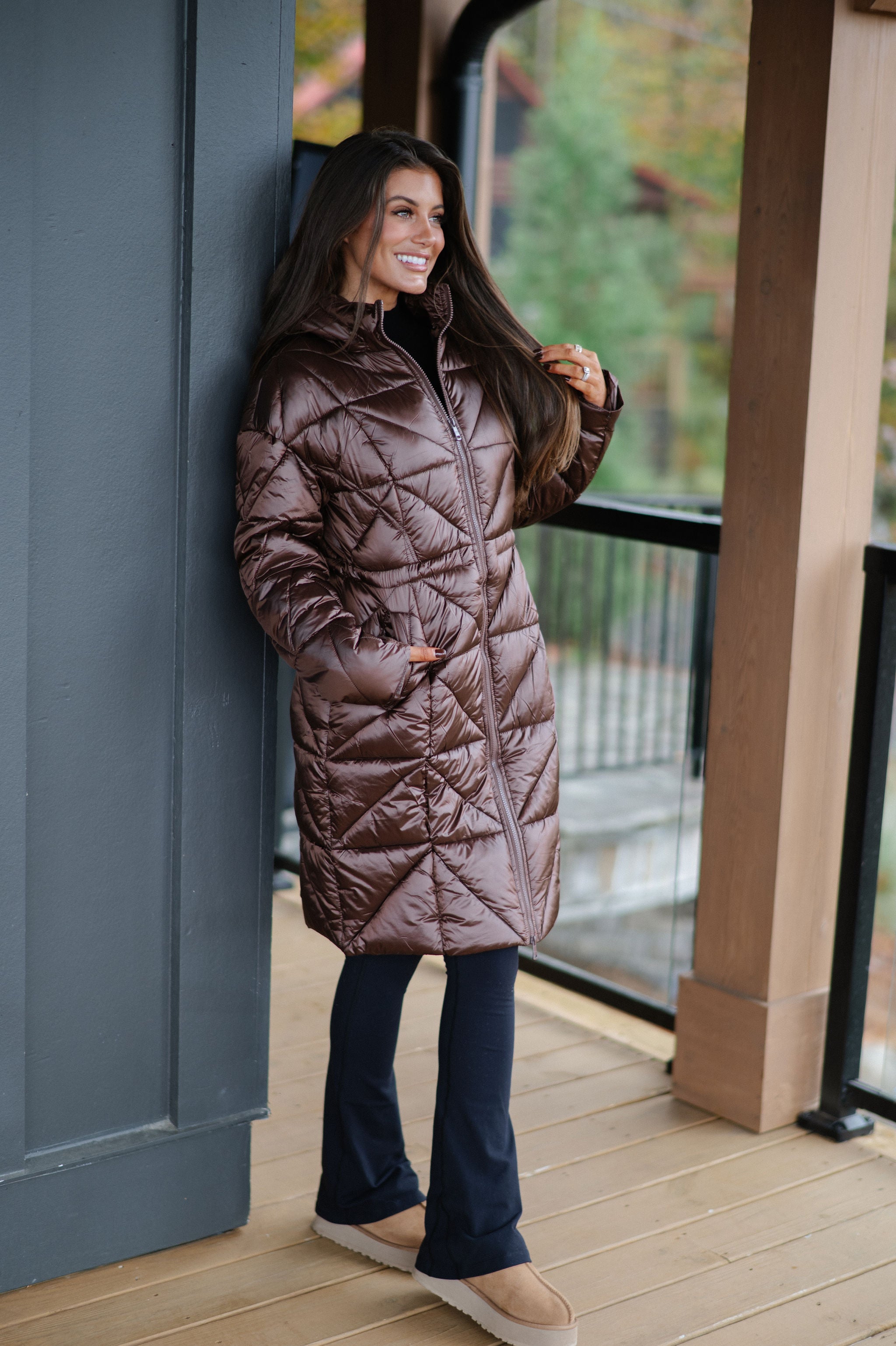 Eclipse Puffer Coat-Brown