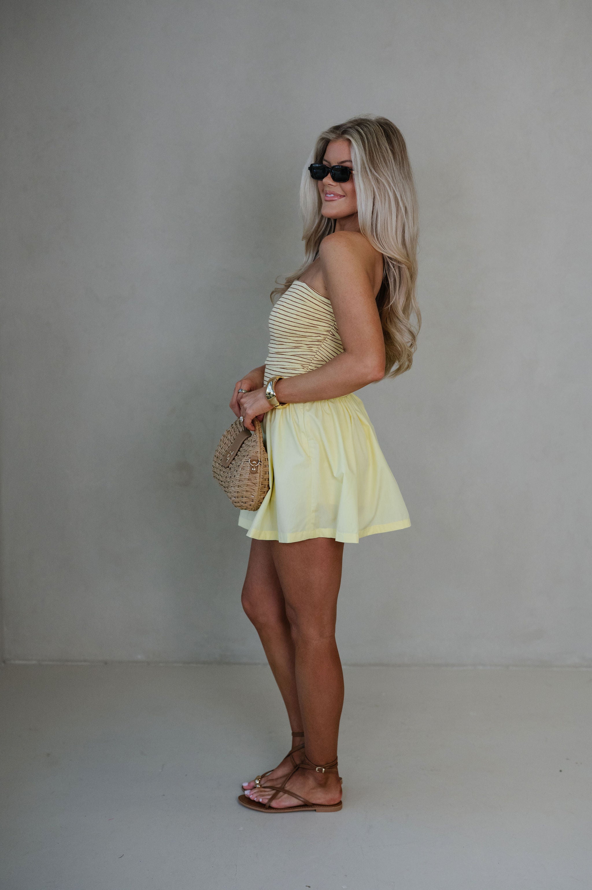 Charleston Mini Dress-Yellow