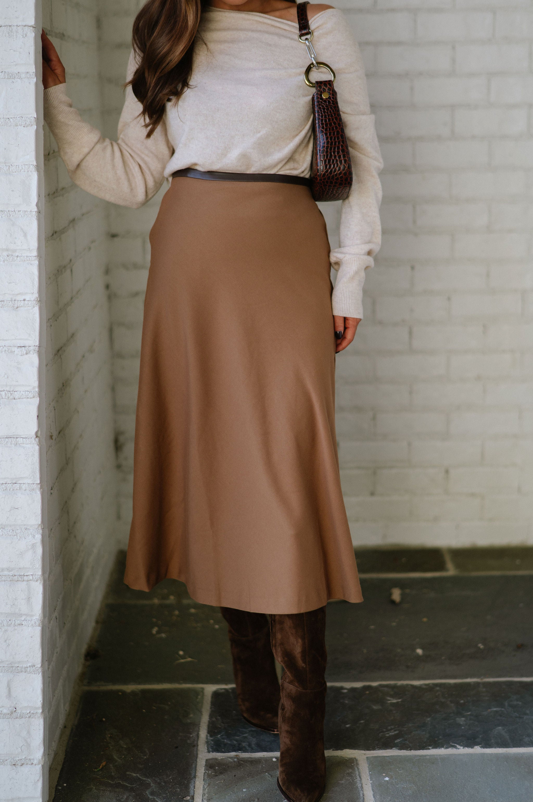 Kylie Midi Skirt-Peanut