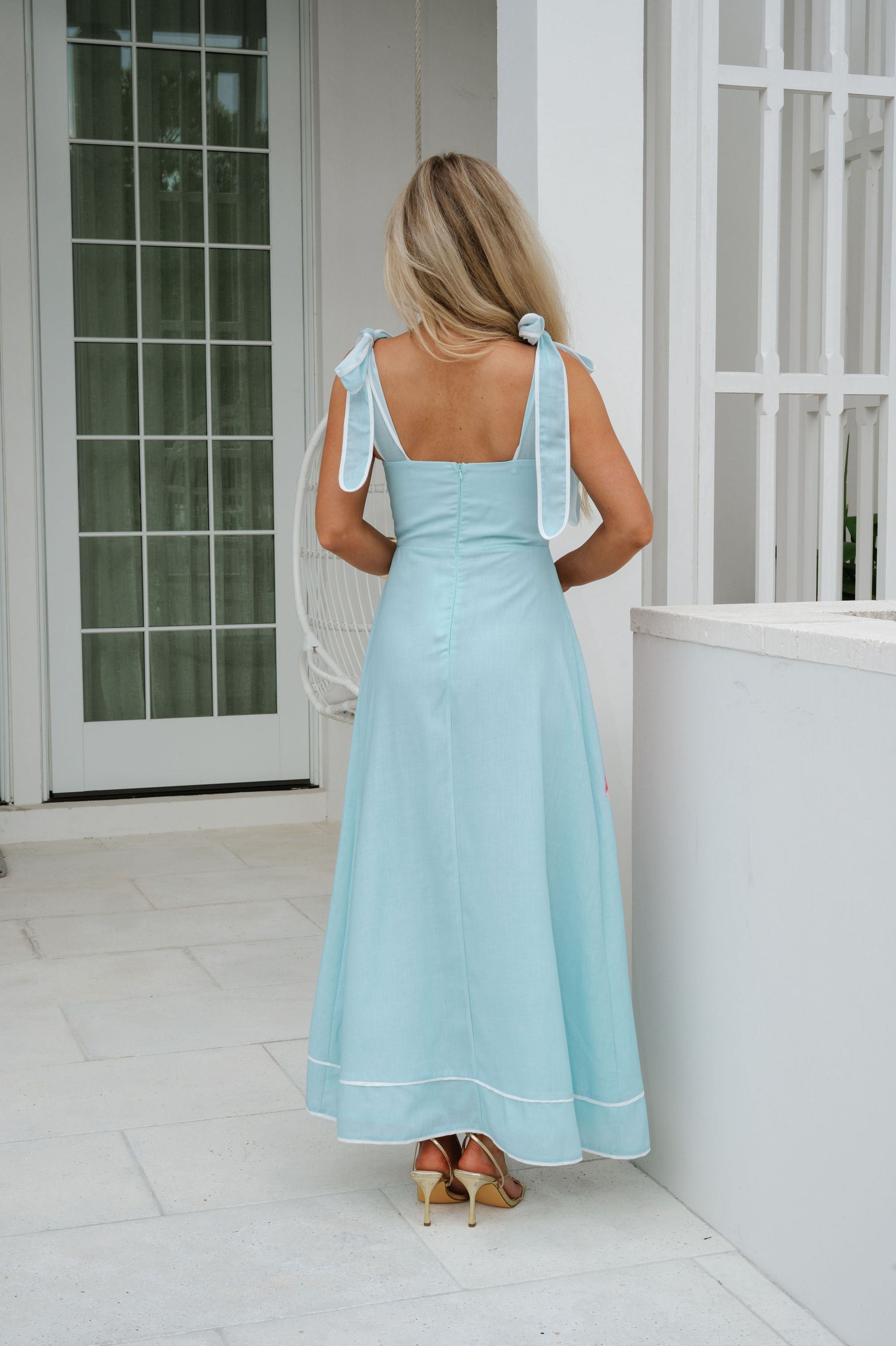 Frankie Floral Maxi Dress- Mint Blue
