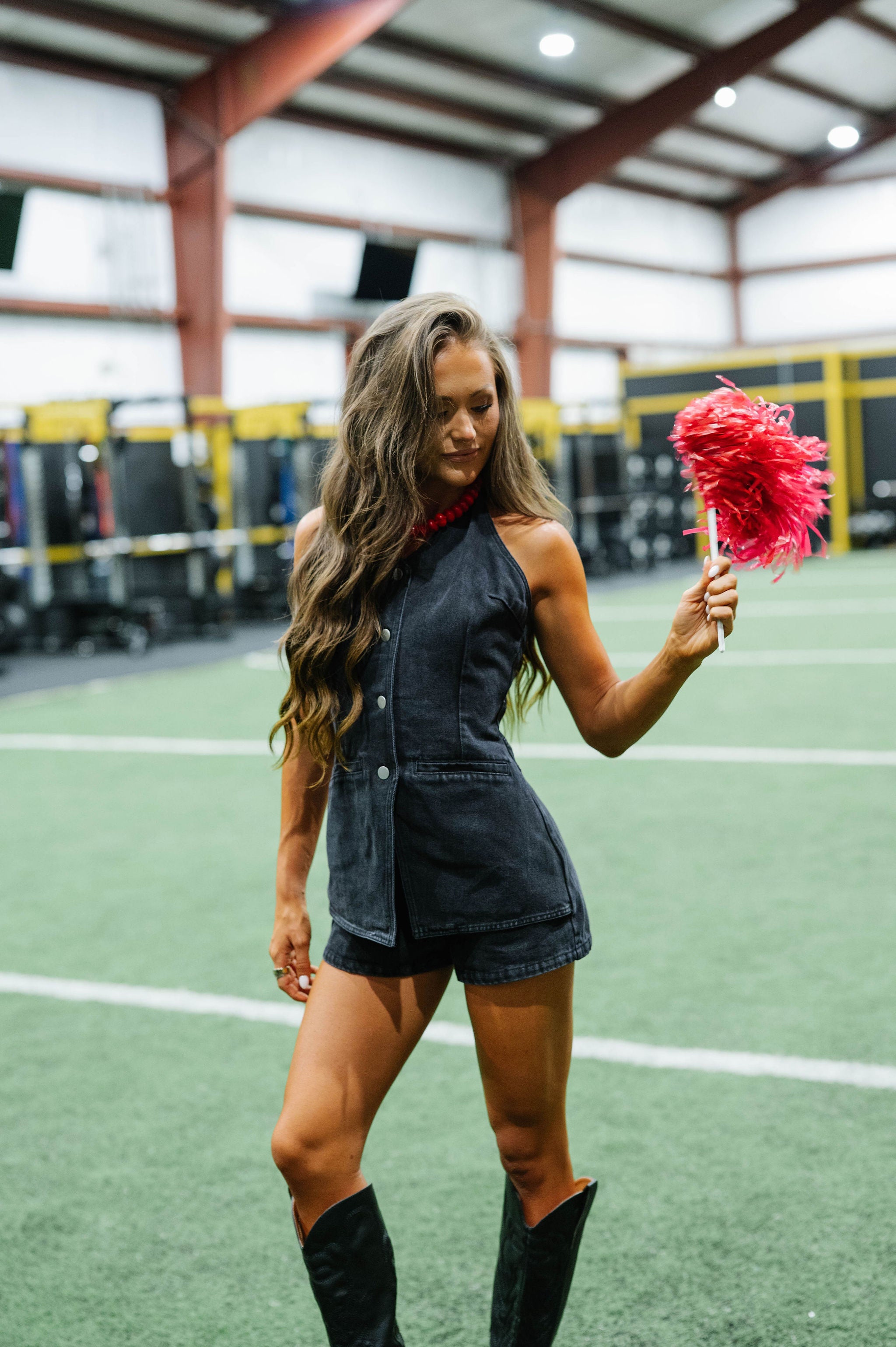 Callie Romper-Black Denim
