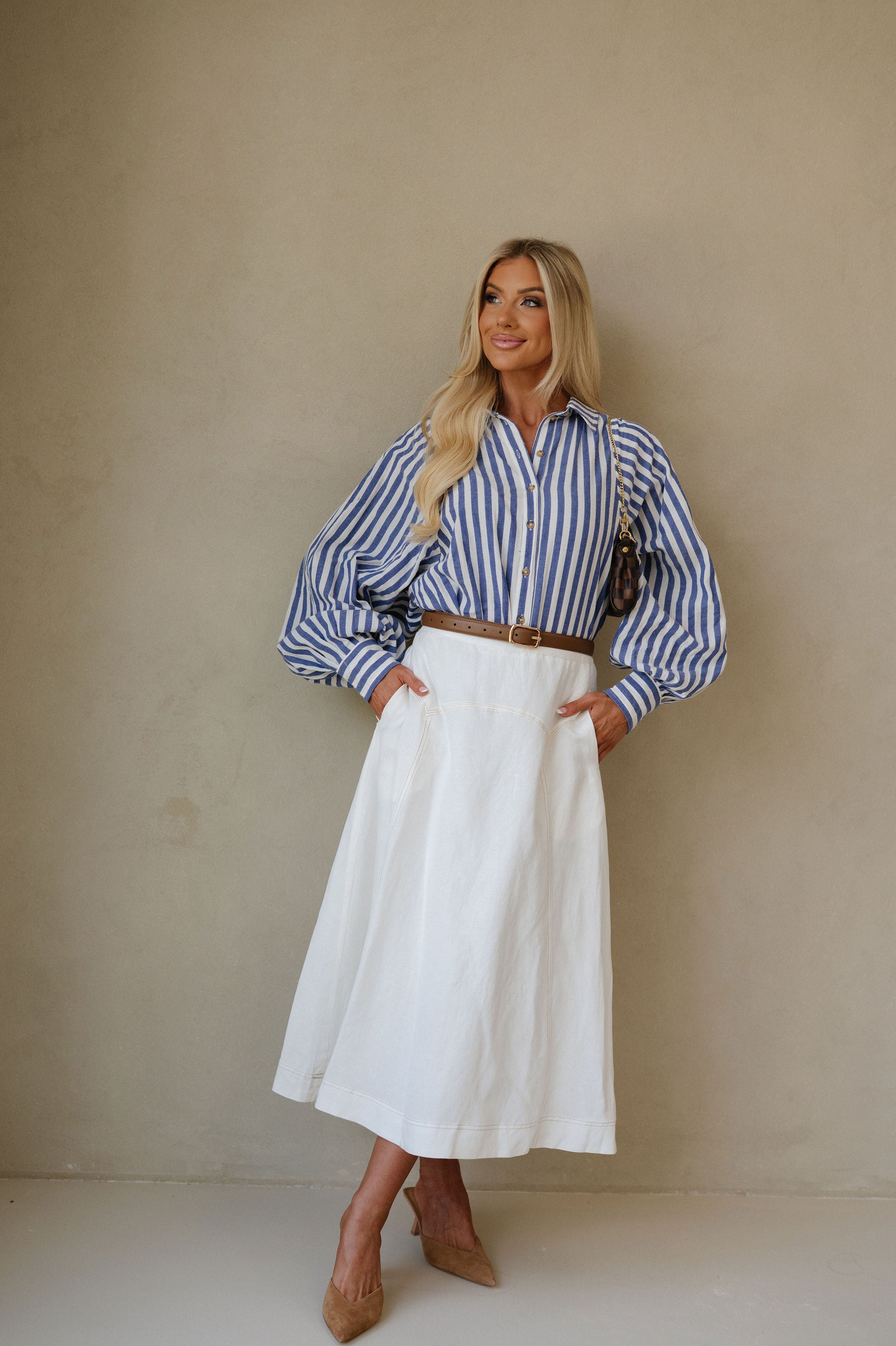 Lindy Button Down-Blue/White
