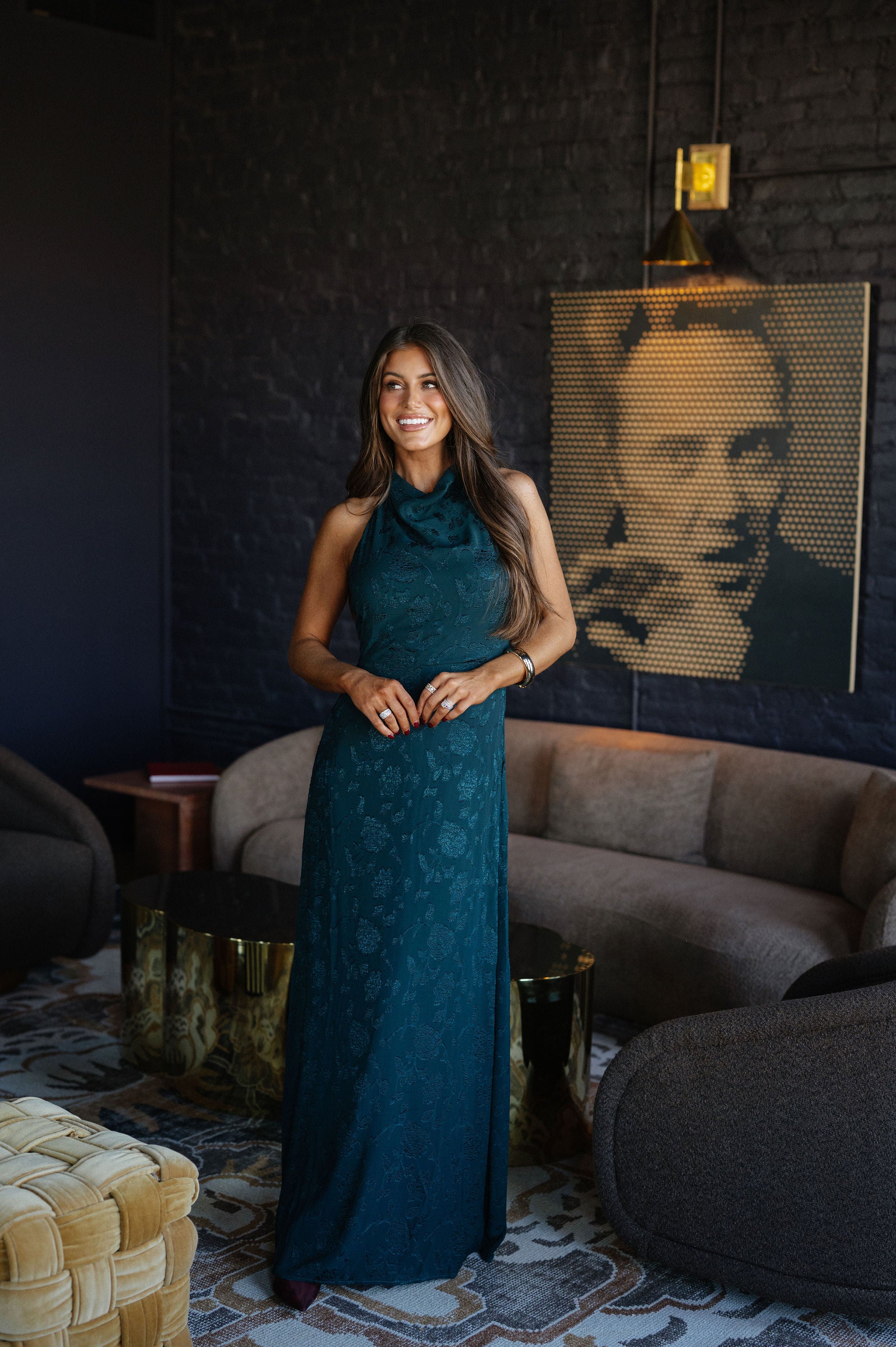 Haley Halter Maxi Dress-Hunter Green