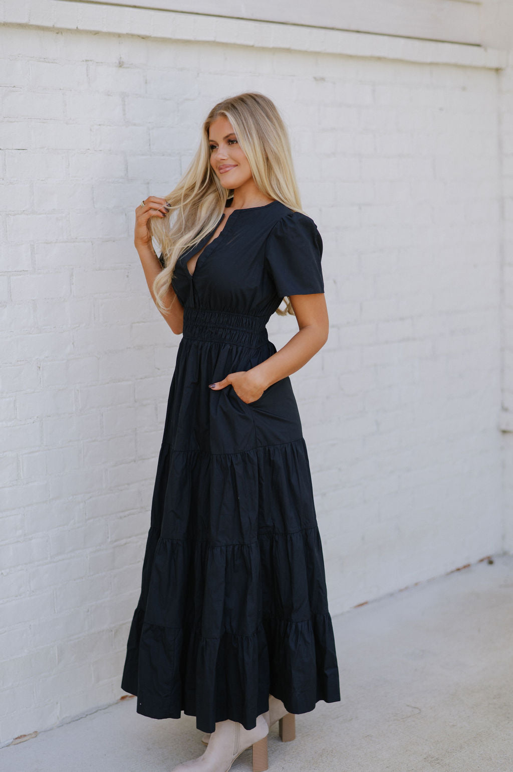 Cotton Poplin Maxi Dress-Dark Navy