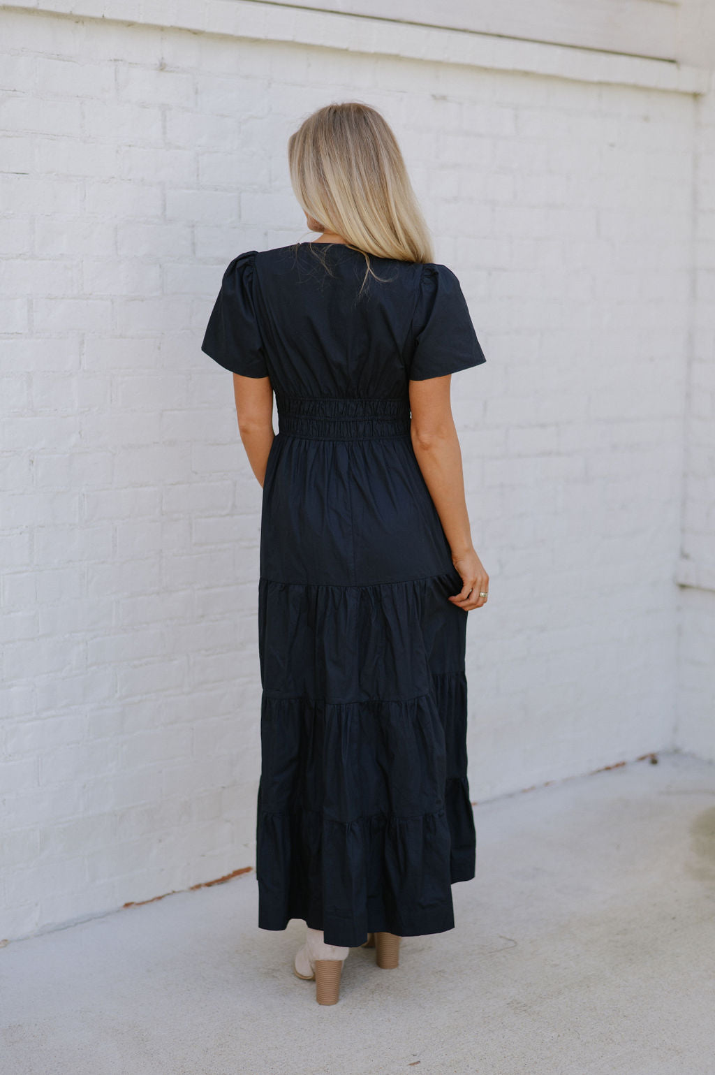 Cotton Poplin Maxi Dress-Dark Navy