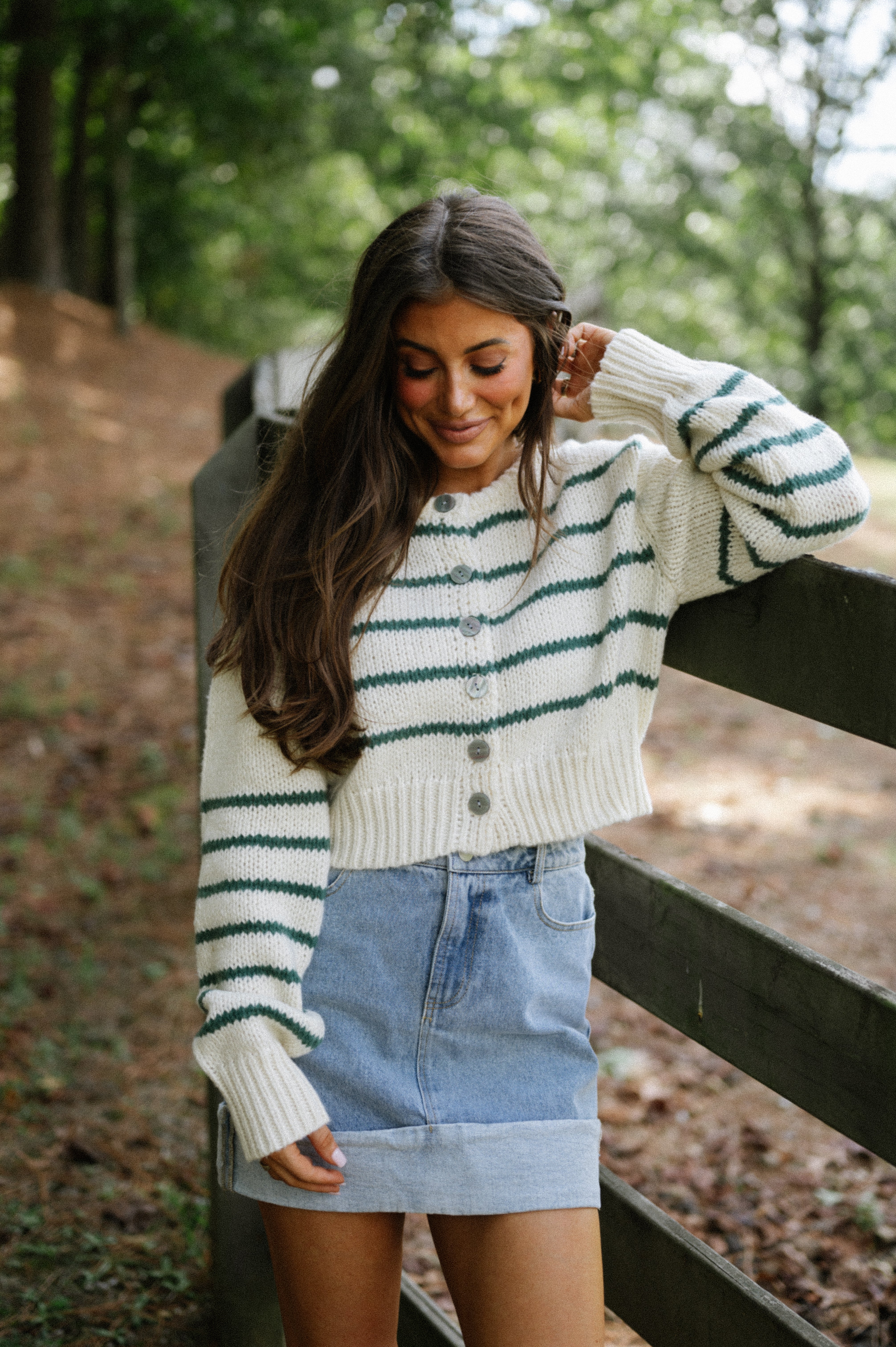 Oxford Sweater- Cream/Green