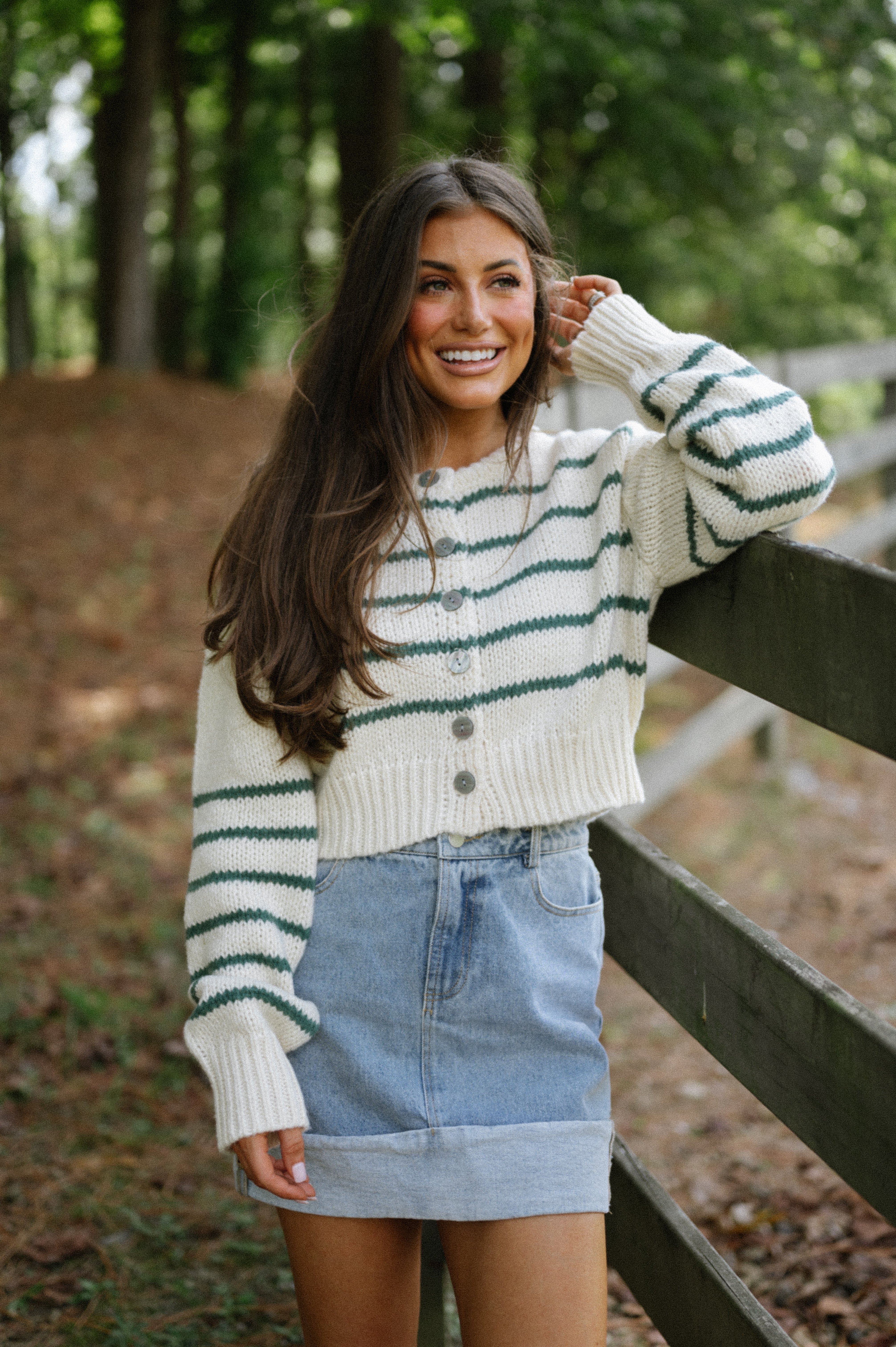 Oxford Sweater- Cream/Green