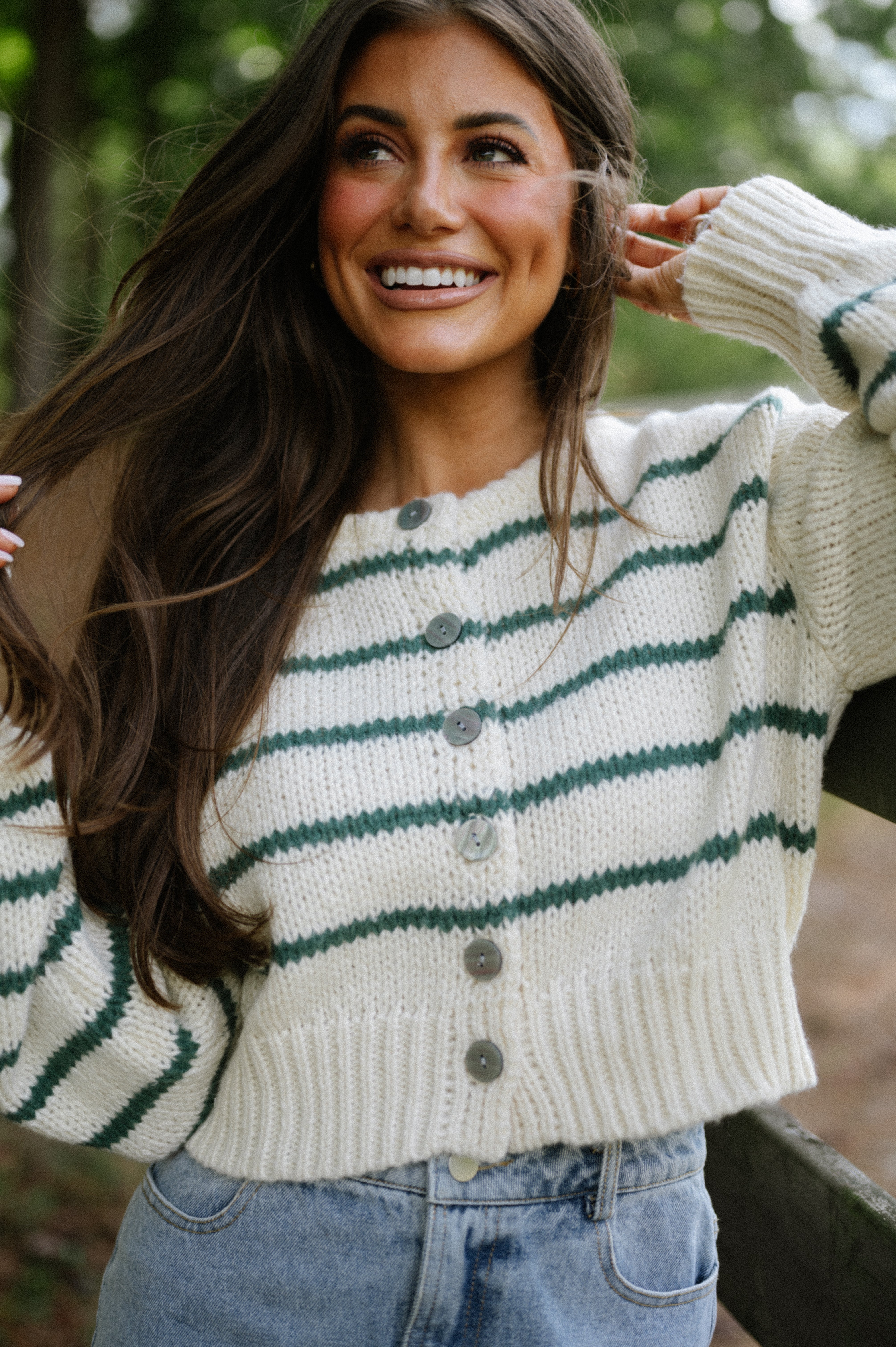 Oxford Sweater- Cream/Green