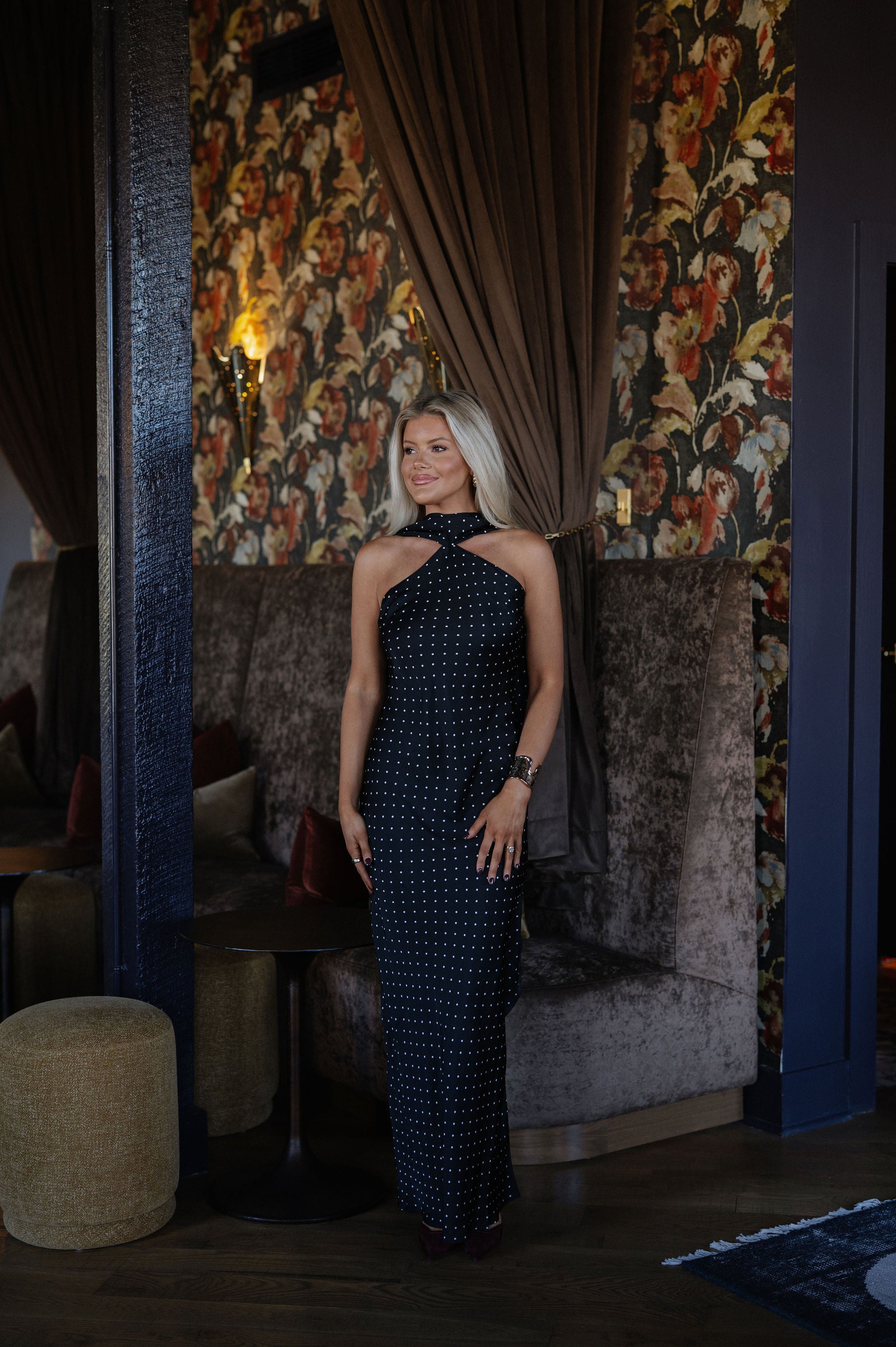 Oakley Polka Dot Maxi Dress-Black