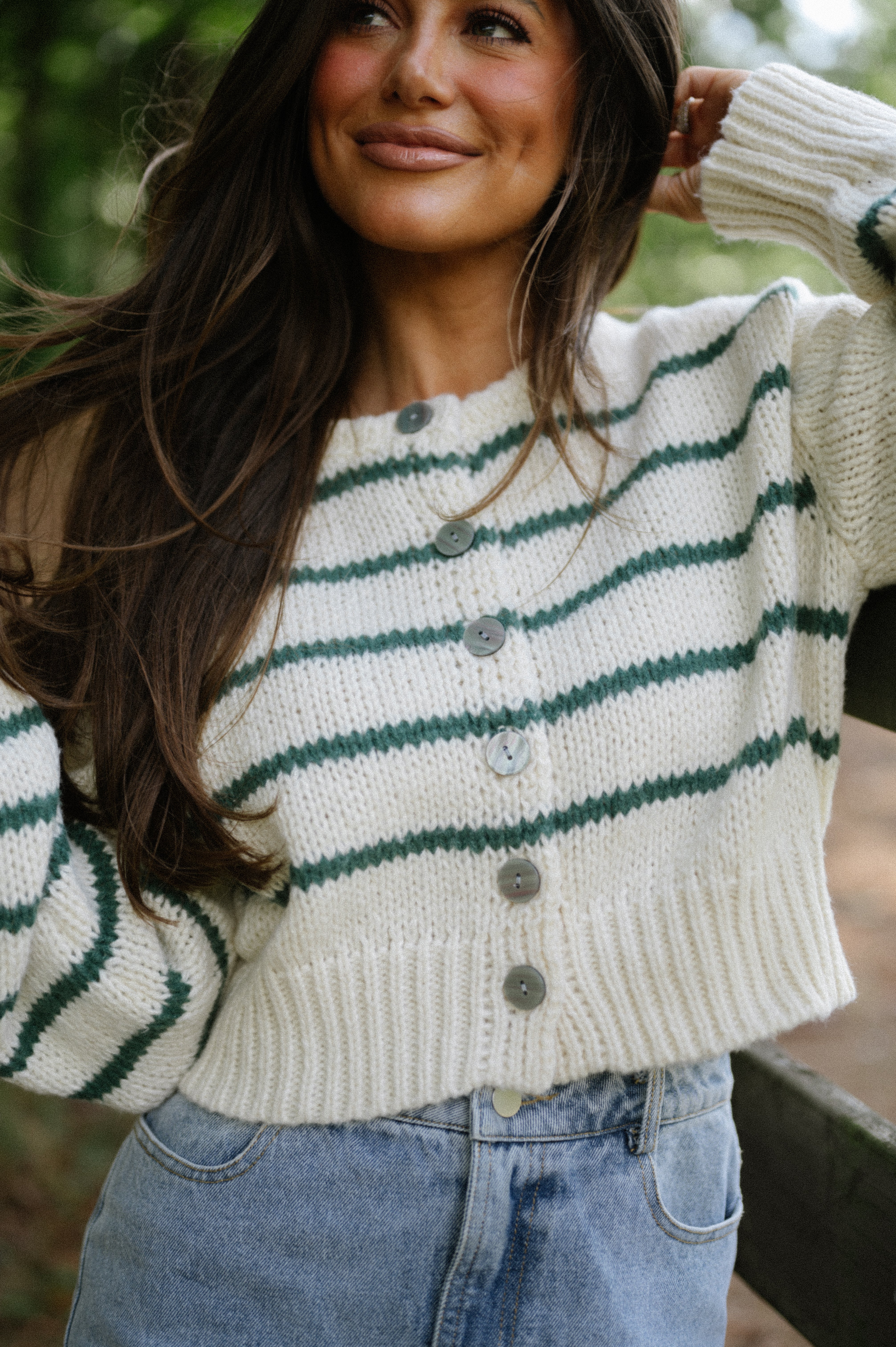 Oxford Sweater- Cream/Green