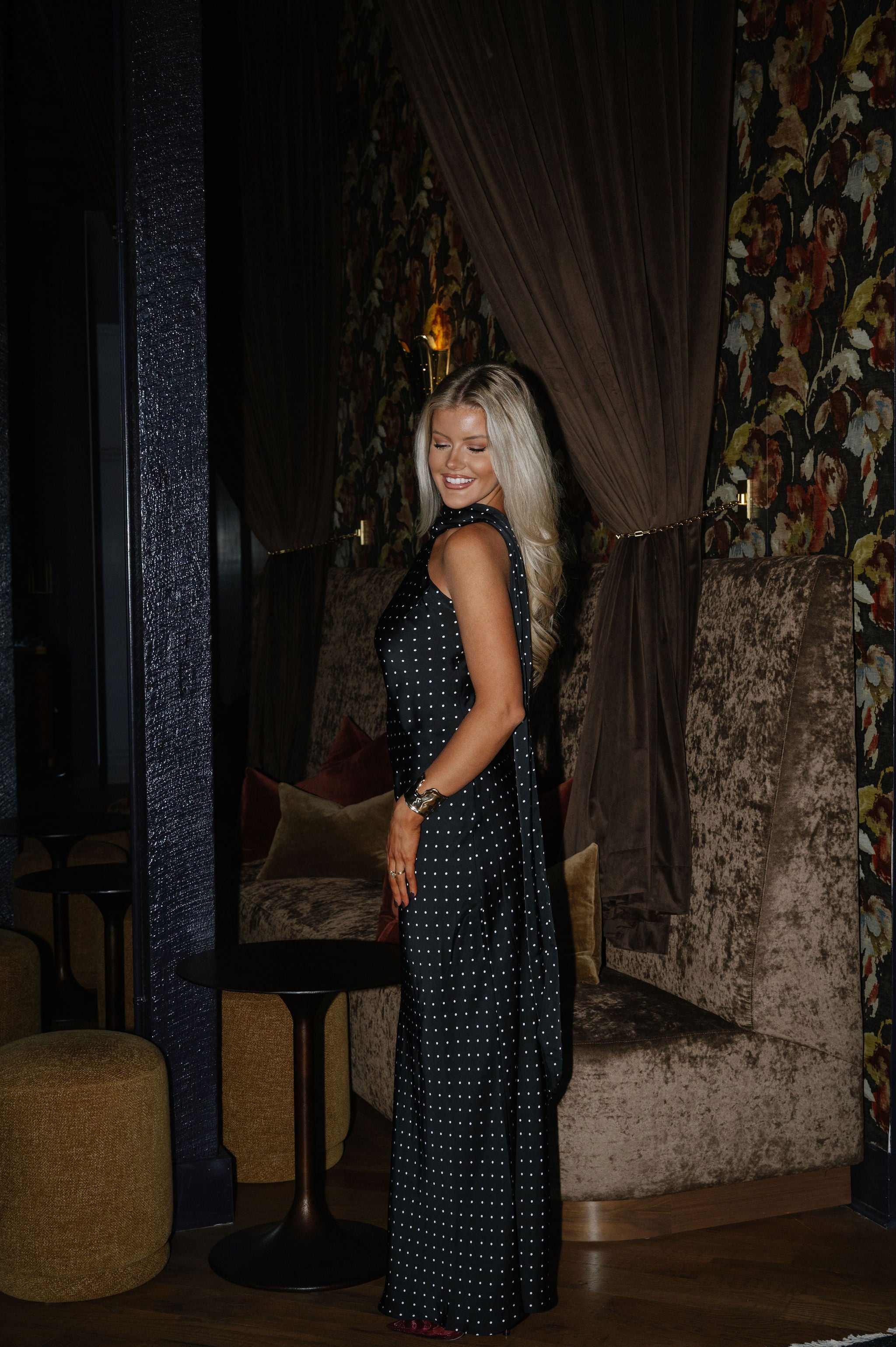 Oakley Polka Dot Maxi Dress-Black